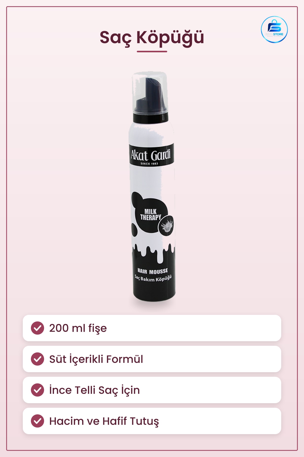 Saç Köpüğü Süt İçerikli 200 ml Hacim Veren Hafif Tutuşlu Şekillendirici Kişisel Bakım Ürünü