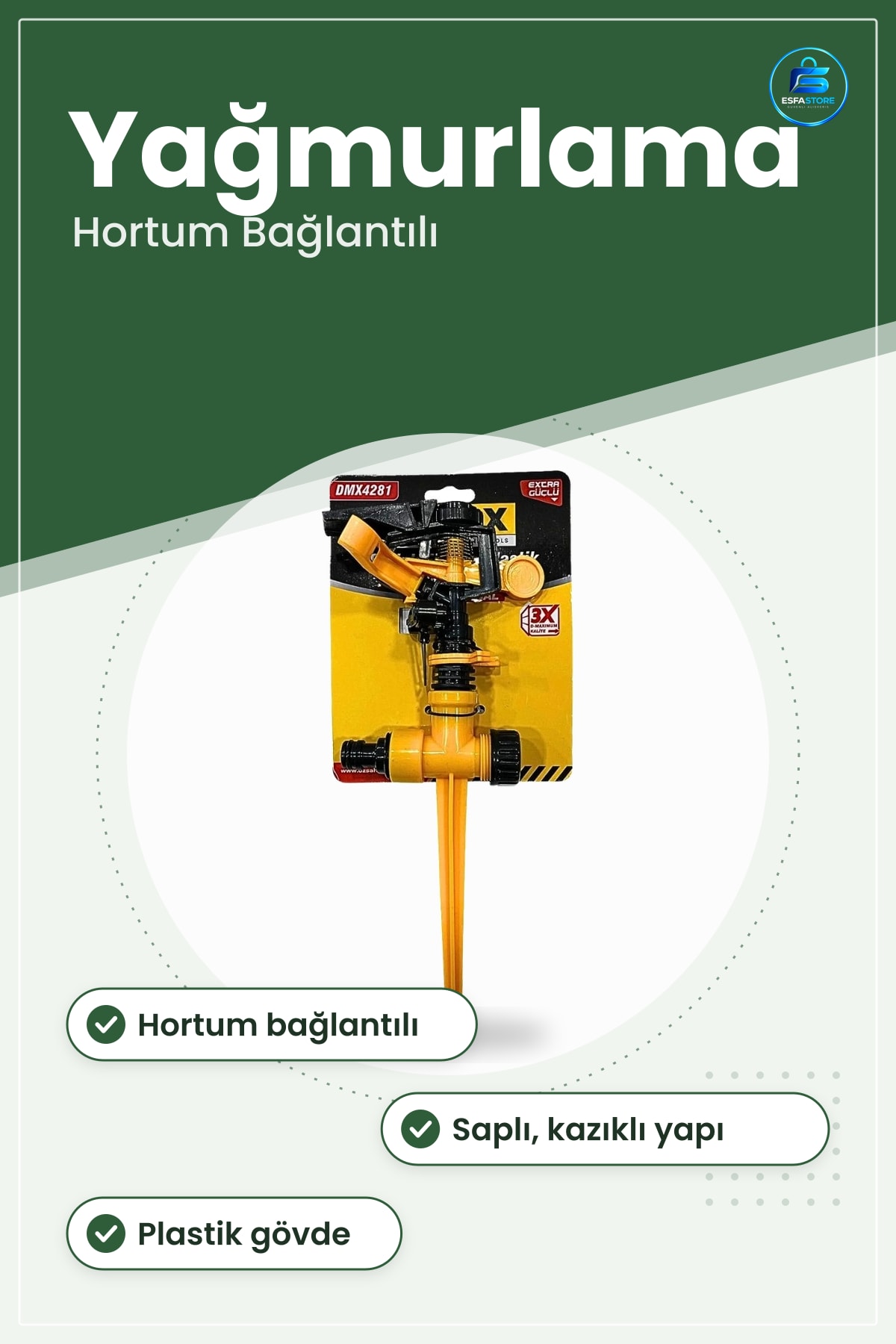 Fıskiye Saplama Plastik Spring Bahçe Sulama Yağmurlama Hortum Bağlantılı Kazıklı Pratik