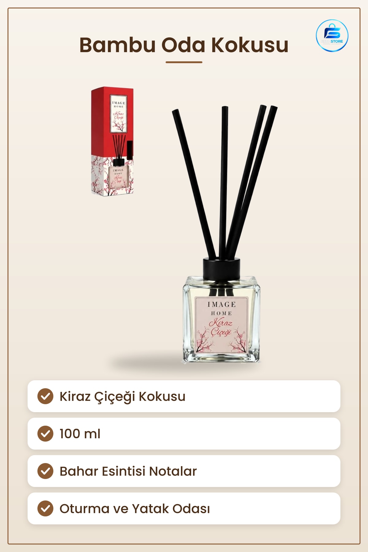 Kiraz Çiçeği Kokulu 100 ml Bambu Oda Kokusu Ev Dekorasyon Ferah Ortam Aroması Kullanışlı