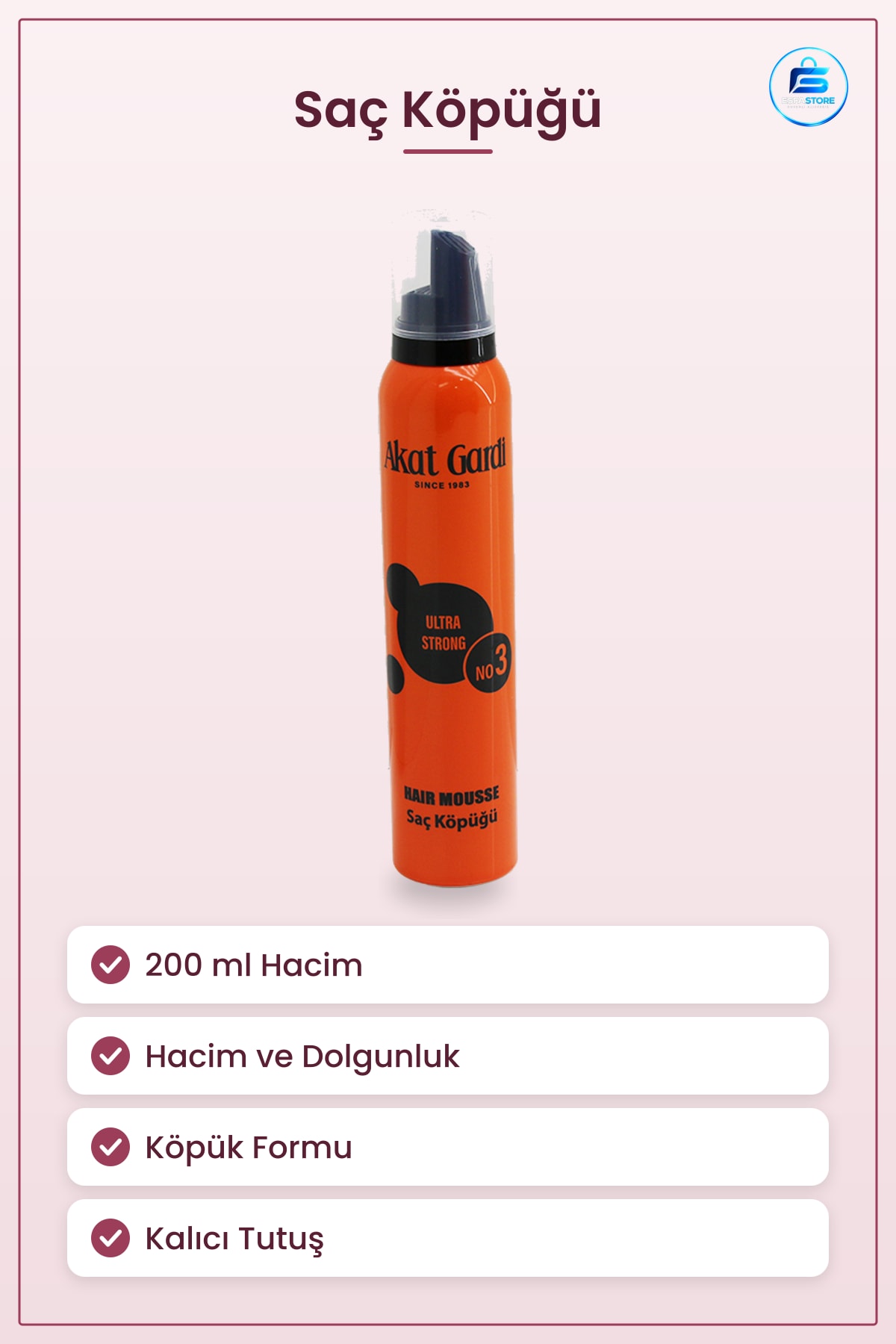 Saç Köpüğü Turuncu 200 ml Ultra Strong Hacim Dolgunluk Şekillendirici Kalıcı Tutuş Pratik