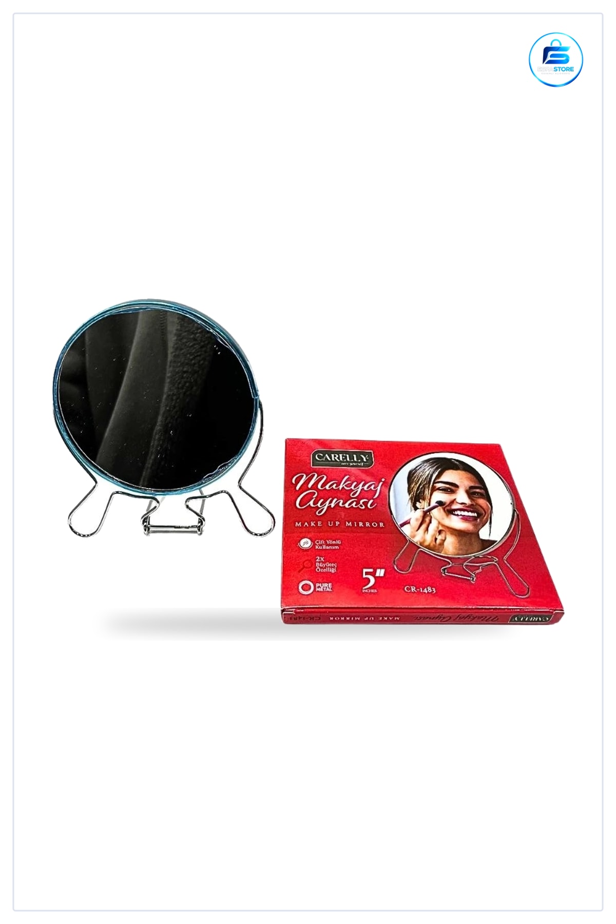 Ayaklı Makyaj Aynası Yuv. No 5 Çift Yönlü 2X Büyüteçli Masa Üstü Banyo Kozmetik Malzemesi