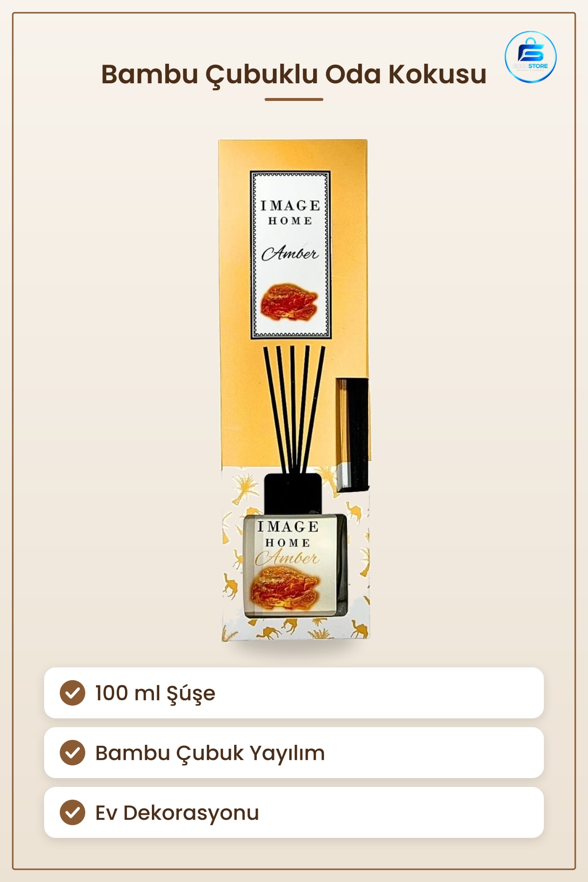 Bambu Çubuklu Oda Kokusu 100 ml Amber Difngüzör Ev Dekorasyon Yayıcı Şişeli Kokulu