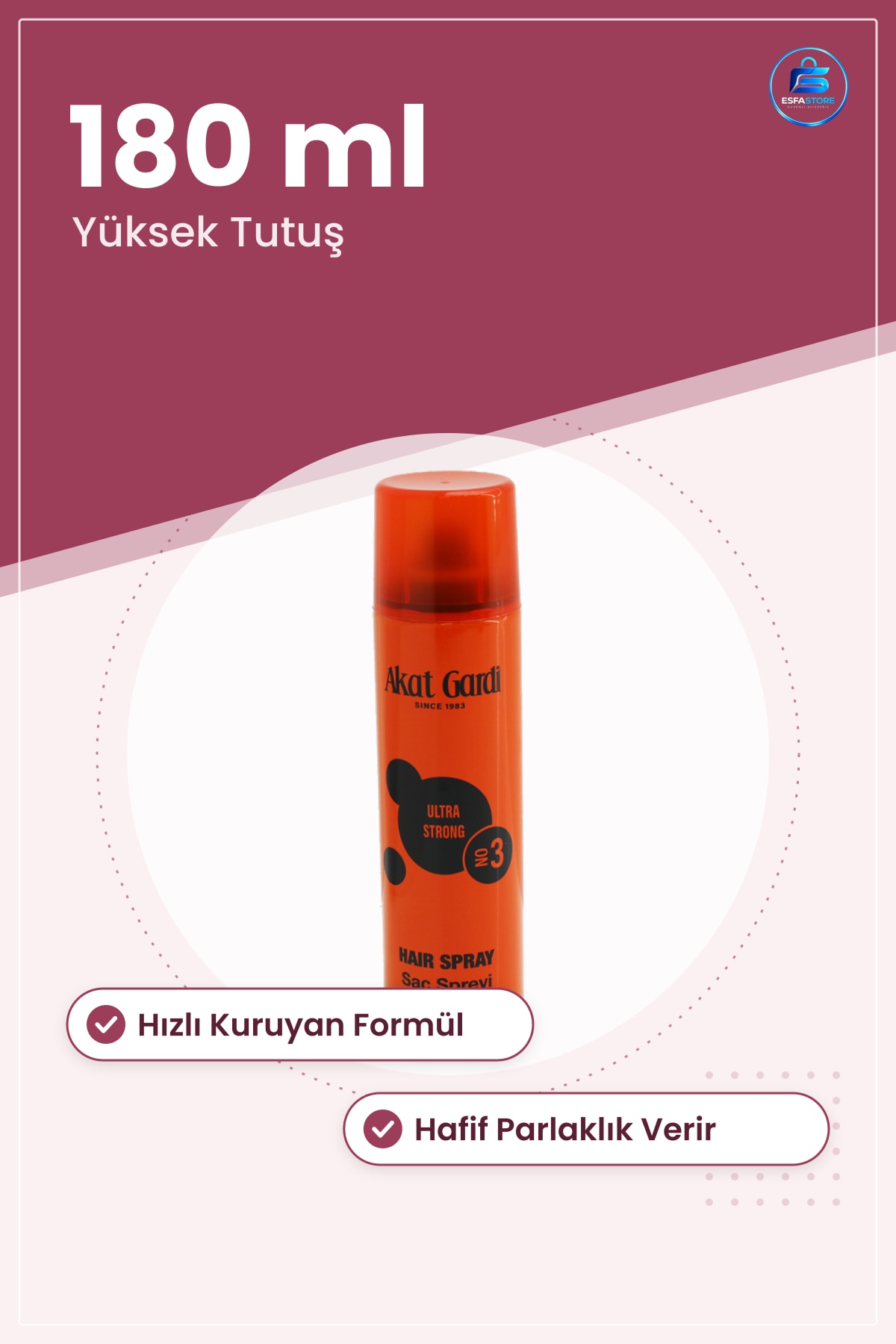 Saç Spreyi 180 ml Yüksek Tutuşlu Hızlı Kuruyan Sabitleyici Şekillendirici Kozmetik Kişisel Bakım