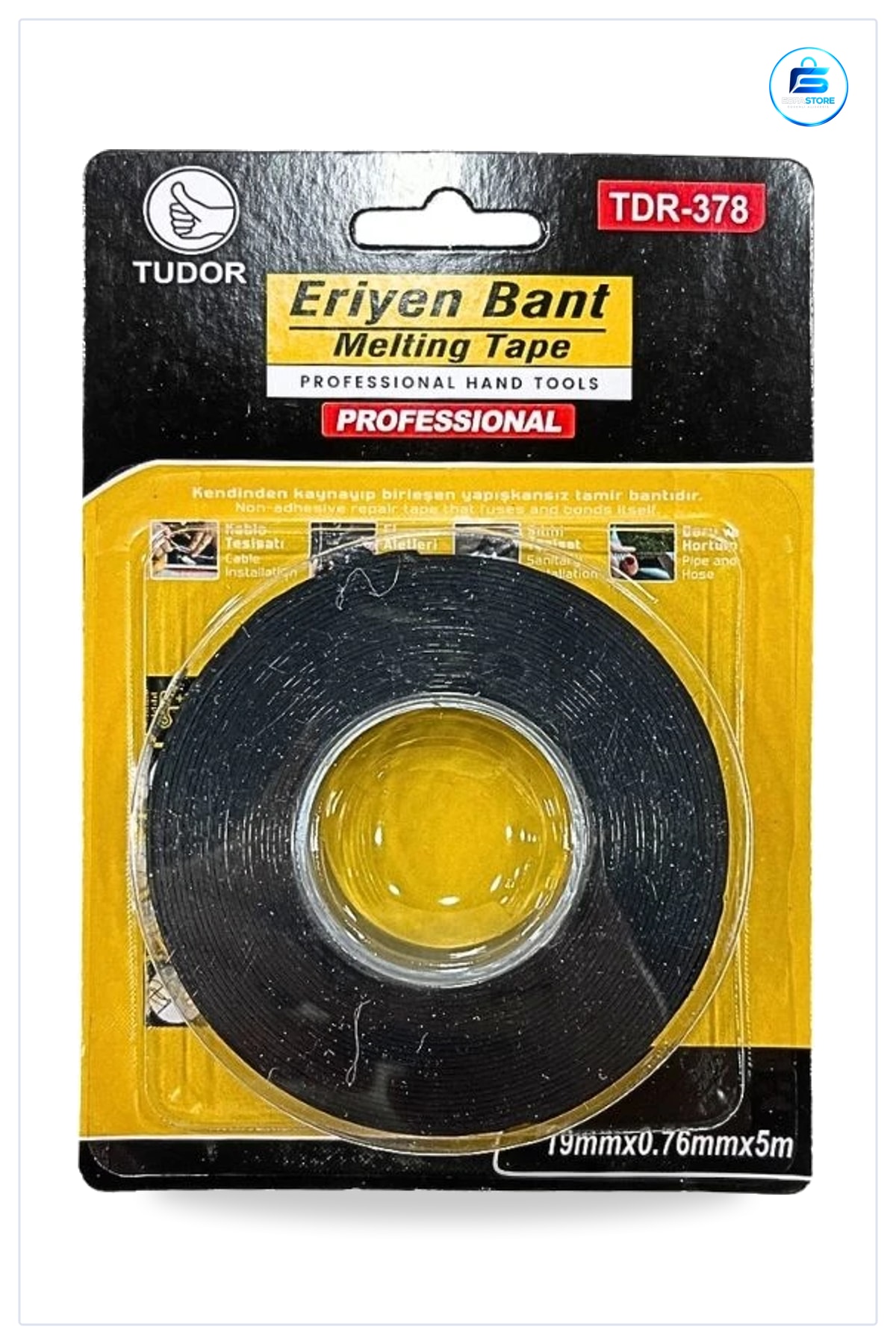 Eriyen Bant 19 mm x 5 m Kendinden Kaynayan Yapıştırıcısız Tamir Bandı Kablo Hortum Tesisatı
