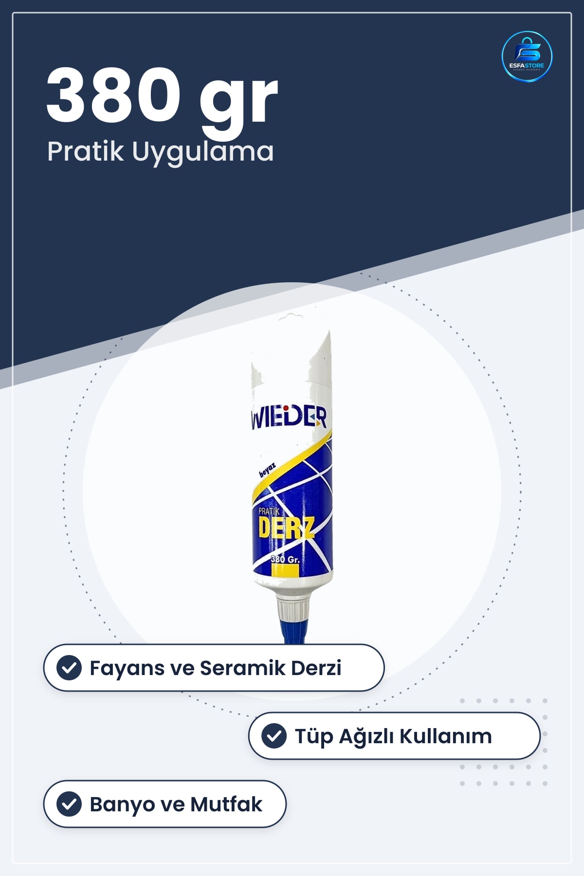 Derz Dolgusu Beyaz 380 gr Pratik Fayans Seramik Duvar Zemin Banyo Mutfak Tadilat Malzemesi
