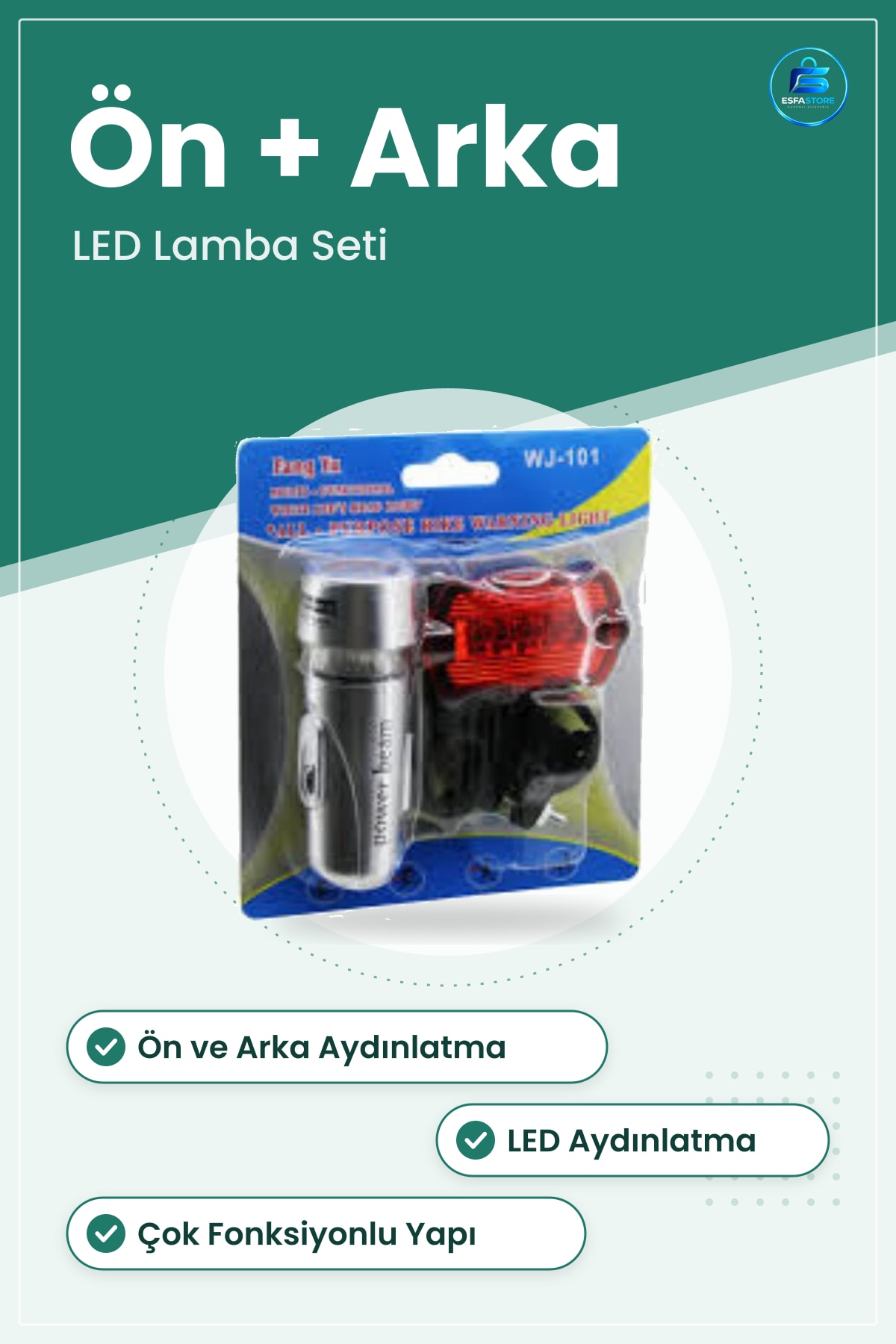 Bisiklet Farı LED Lamba Seti Multifonksiyonel Ön Arka Aydınlatma Sürüş İçin Pratik Kullanım