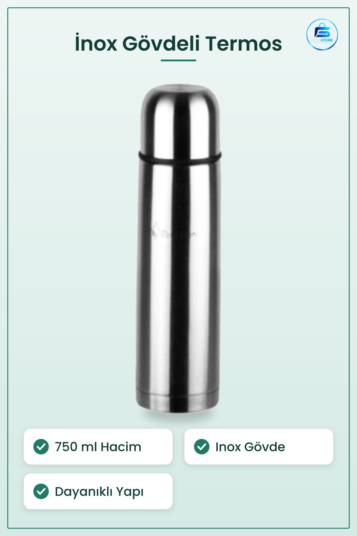Termos 750 ml Inox Gövdeli Sarıcağılı. Kullanışlı Dayanıklı Pratik