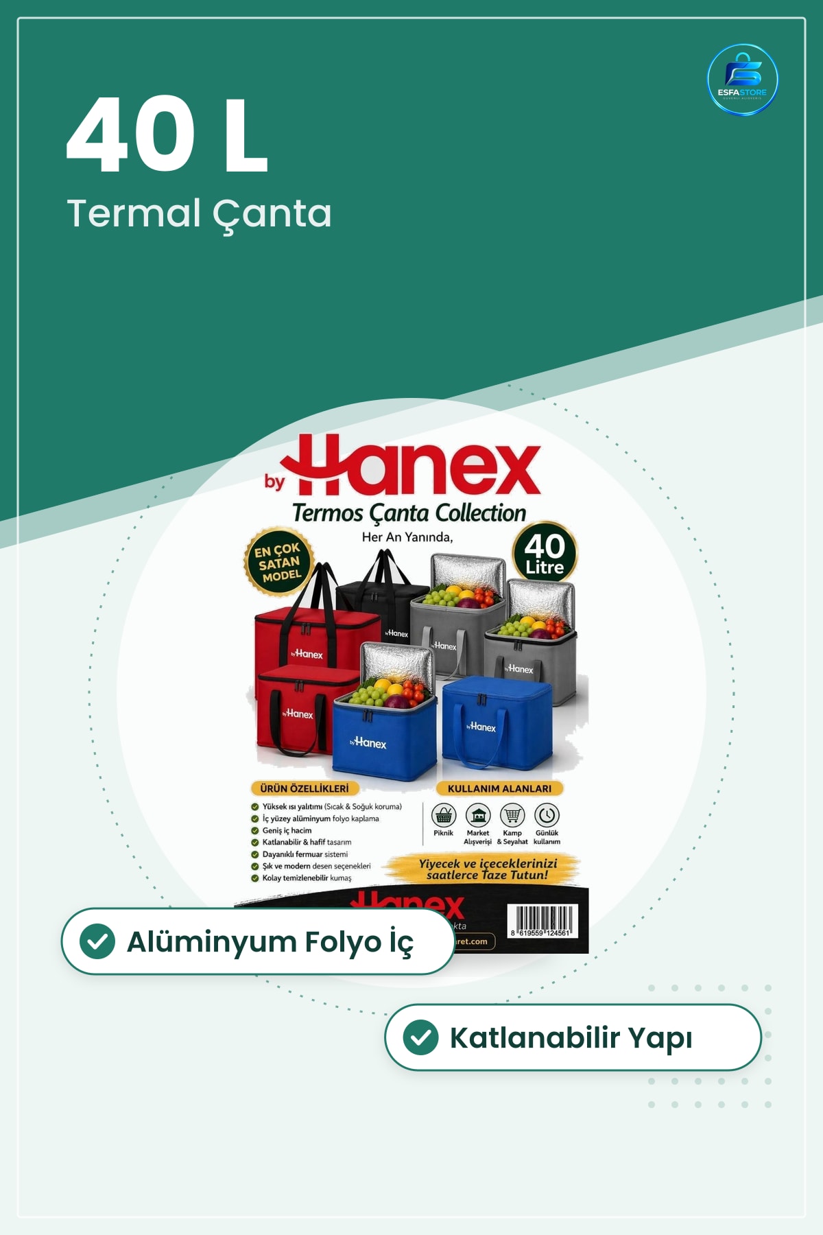 Termos Çanta 40 L Termal Yalıtımlı Alüminyum Folyo Kamp Piknik Market Alışverişi Taşıma Çantası