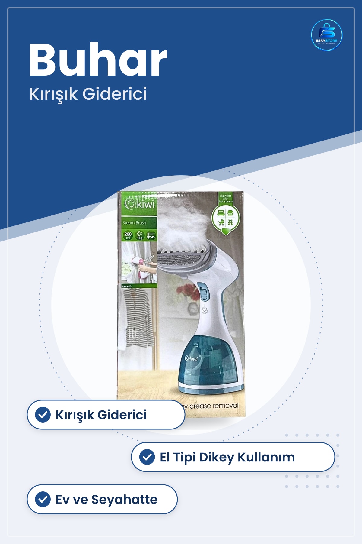 Portatif Buharlı Ütü Kırışık Giderici El Tipi Dikey Kumaş Bakım Ev Seyahat Taşınabilir