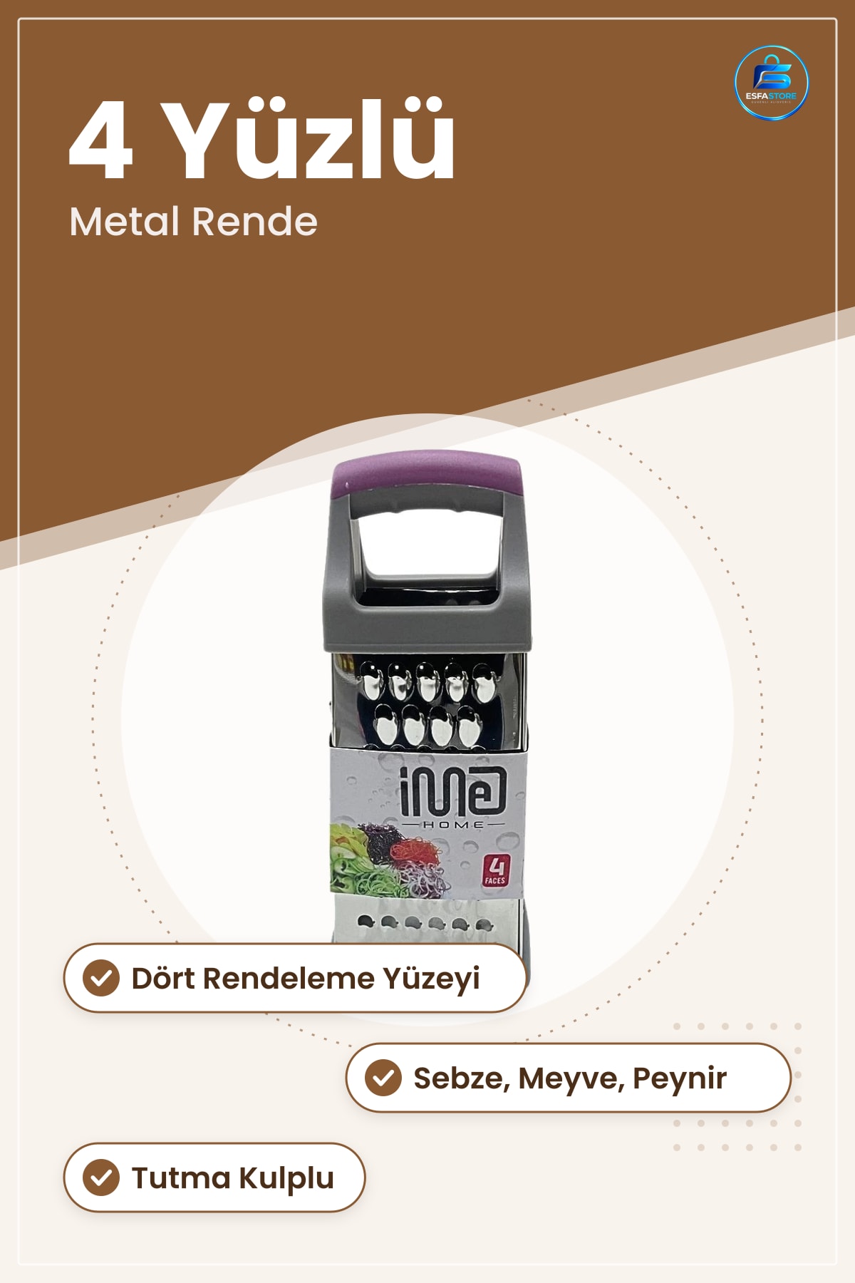 Rende 4 Yüzlü Metal Mutfak Rendesi Sebze Meyve Peynir Havuç Patates Ev Mutfağı Pratik