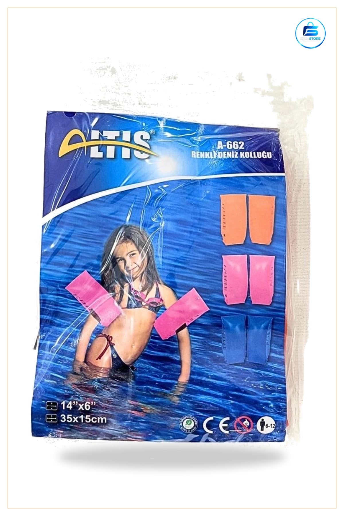 Renkli Deniz Kolluğu 35x15 cm Yüzme Kolluk Simit Çocuk Havuz ve Plaj İçin Su Sporu Kullanımı