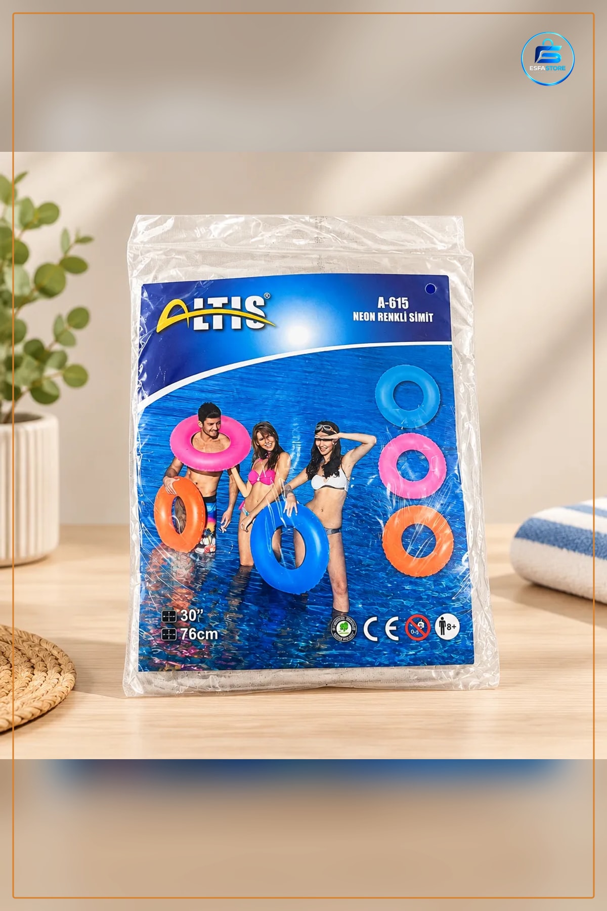 Neon Renkli Simit 76 cm Havuz Yüzme Şİşme Deniz Simidi Plaj Oyuncağı Yaz Tatili Çocuk