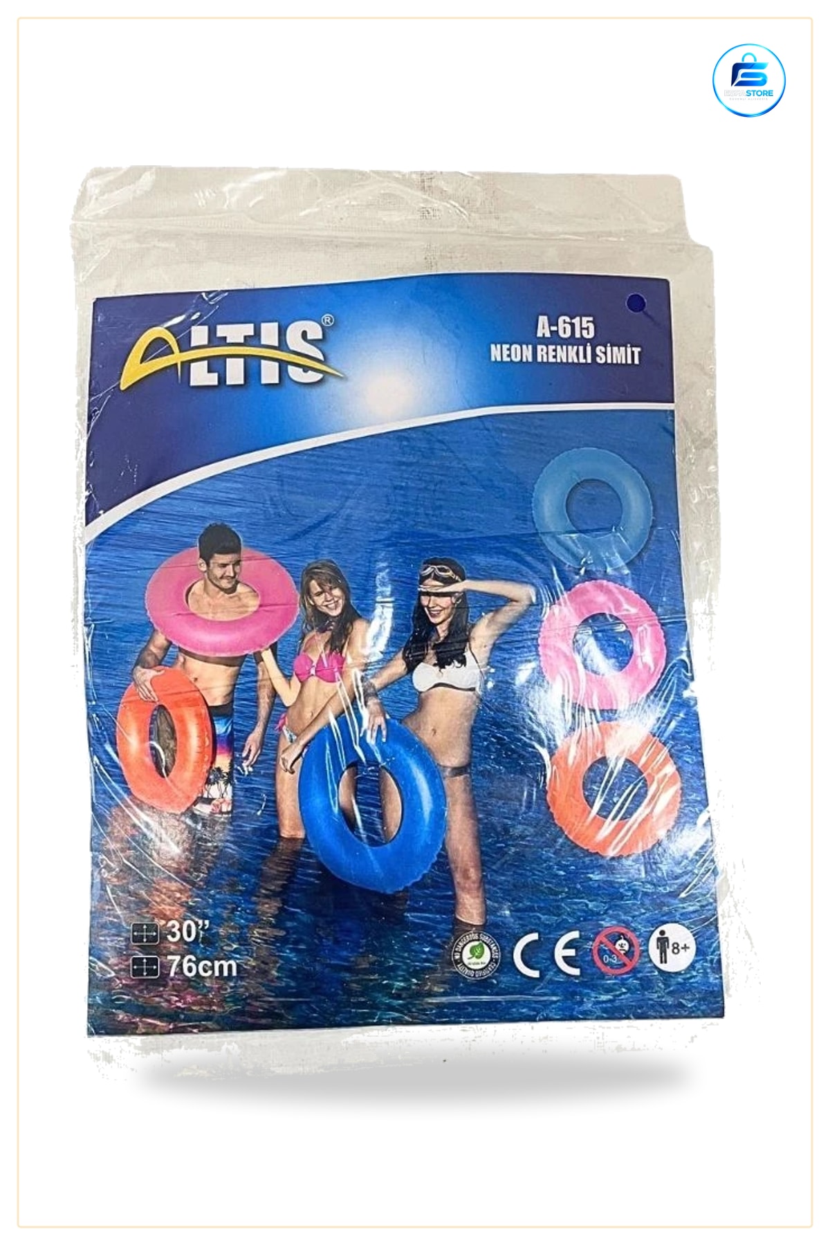 Neon Renkli Simit 76 cm Havuz Yüzme Şİşme Deniz Simidi Plaj Oyuncağı Yaz Tatili Çocuk