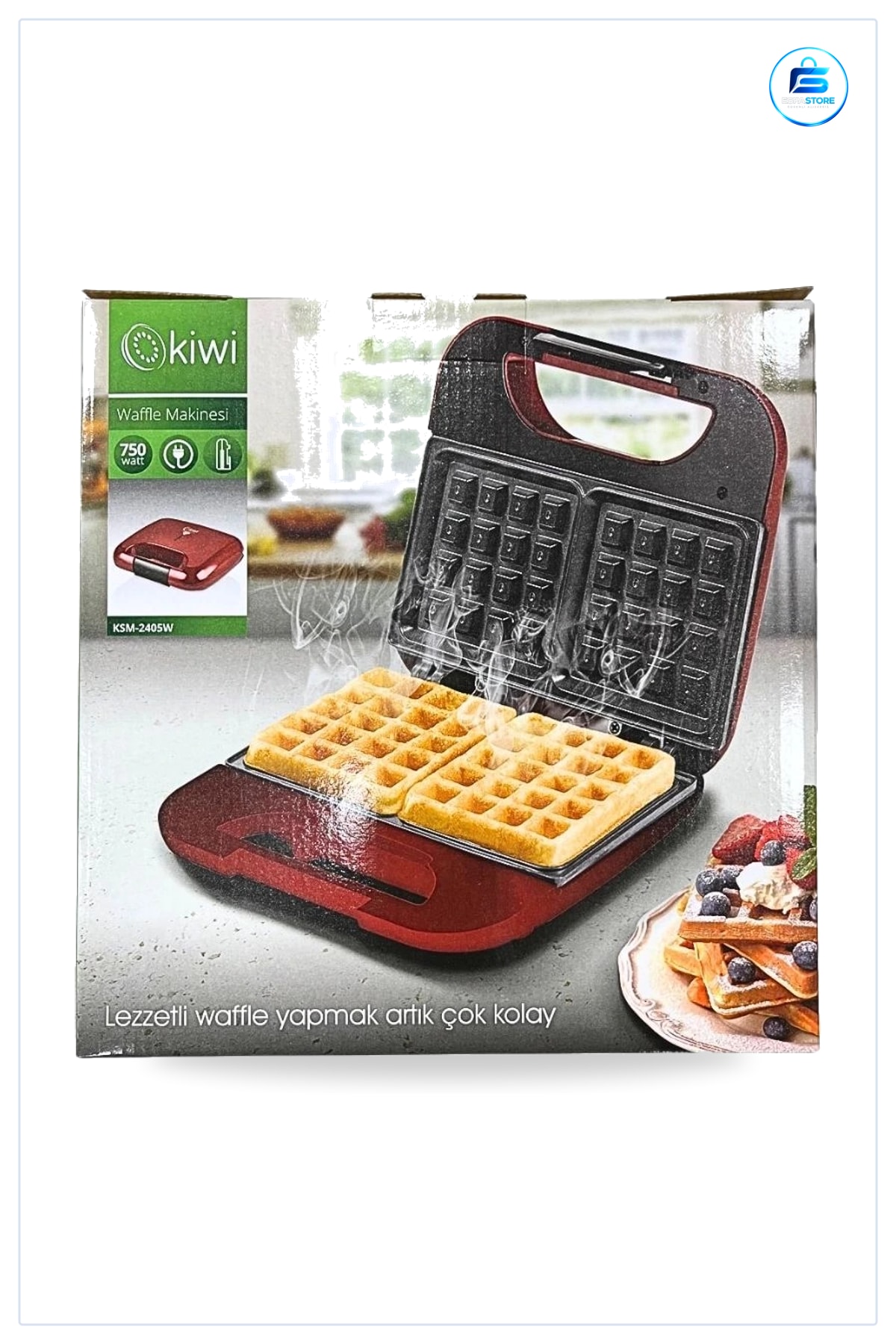 Waffle Makinesi 750 W Kırmızı Elektrikli Yiyecek Hazırlama Ev Mutfak Aleti Kahvaltı Tatlı