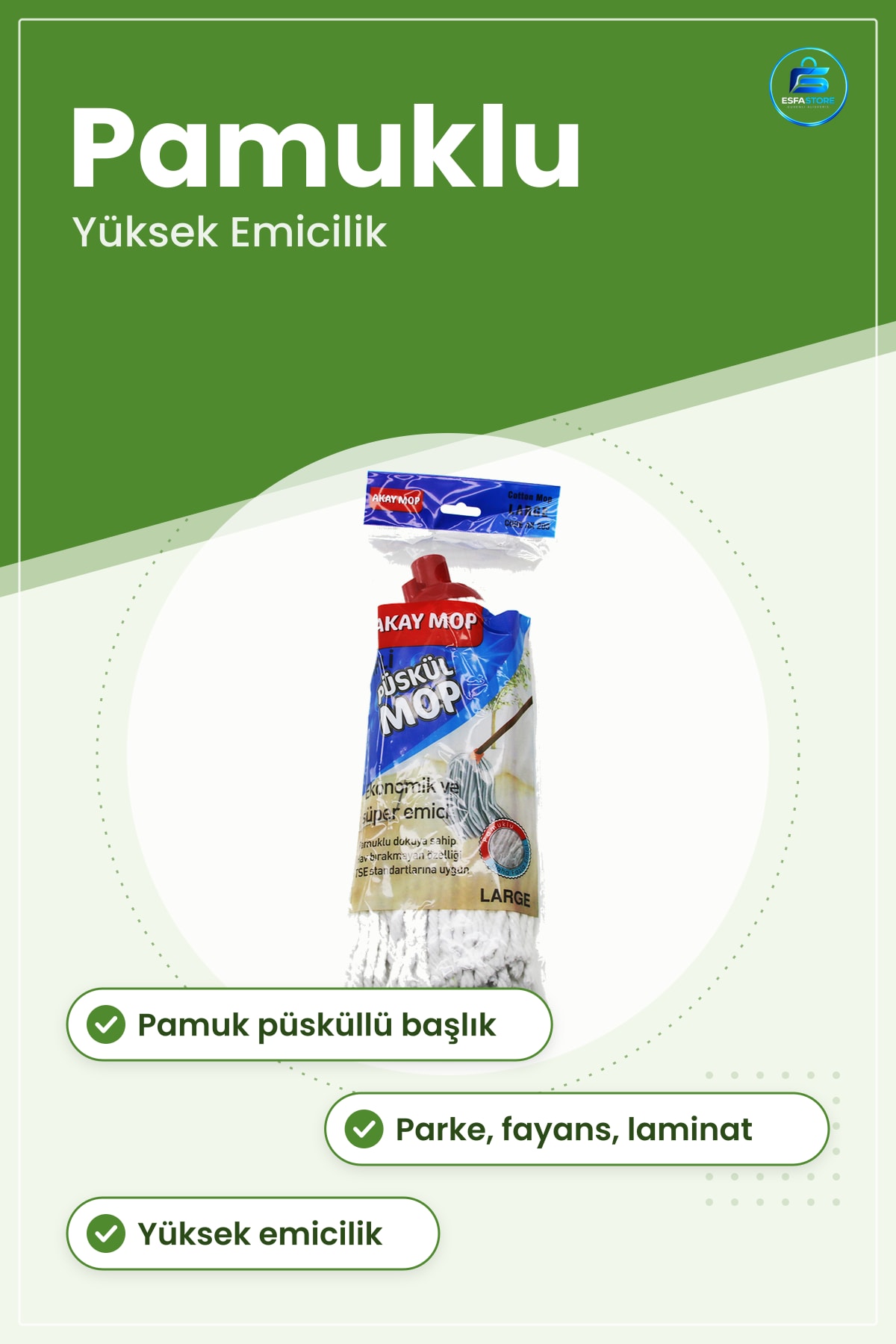Mop Püsküllü Pamuklu Yüksek Emicilik Zemin Temizlik Paspası Ev İş Yeri Parke Fayans Laminat