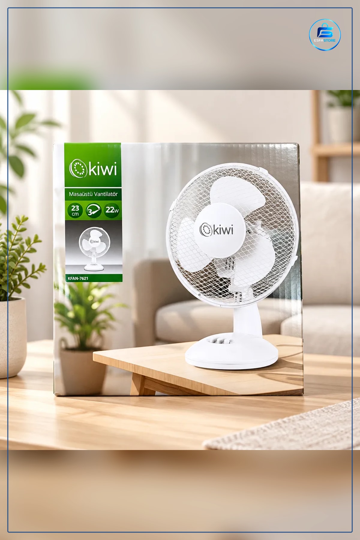 Masaüstü Vantilatör 23 cm 22 W 3 Hız Ayarlı Beyaz Ofis Ev Serin Tutan Sessiz Kompakt Fan