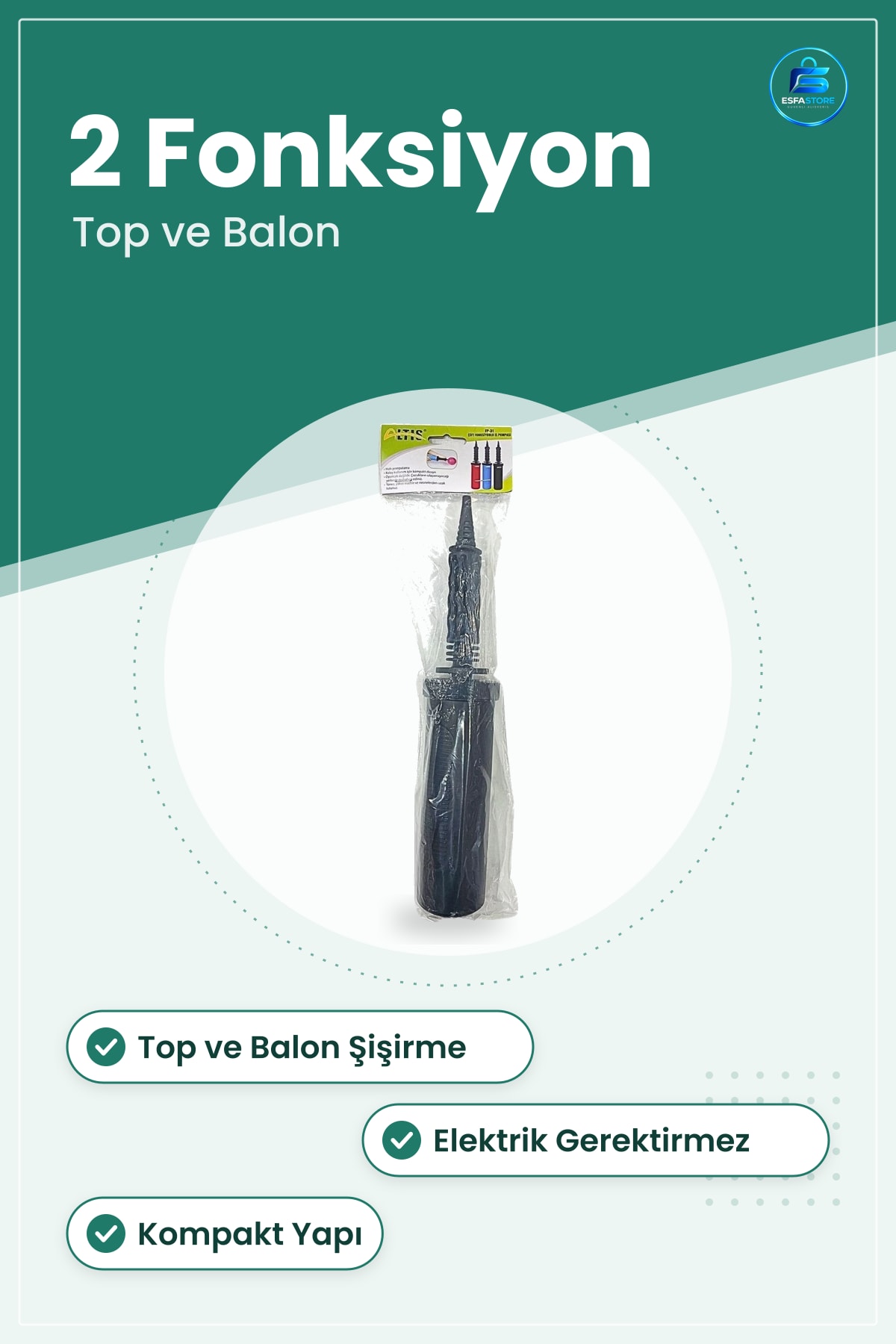 El Pompası Çift Fonksiyonlu Şişirme Kompakt Top Balon Şişirici Su Sporu Aksesuarı