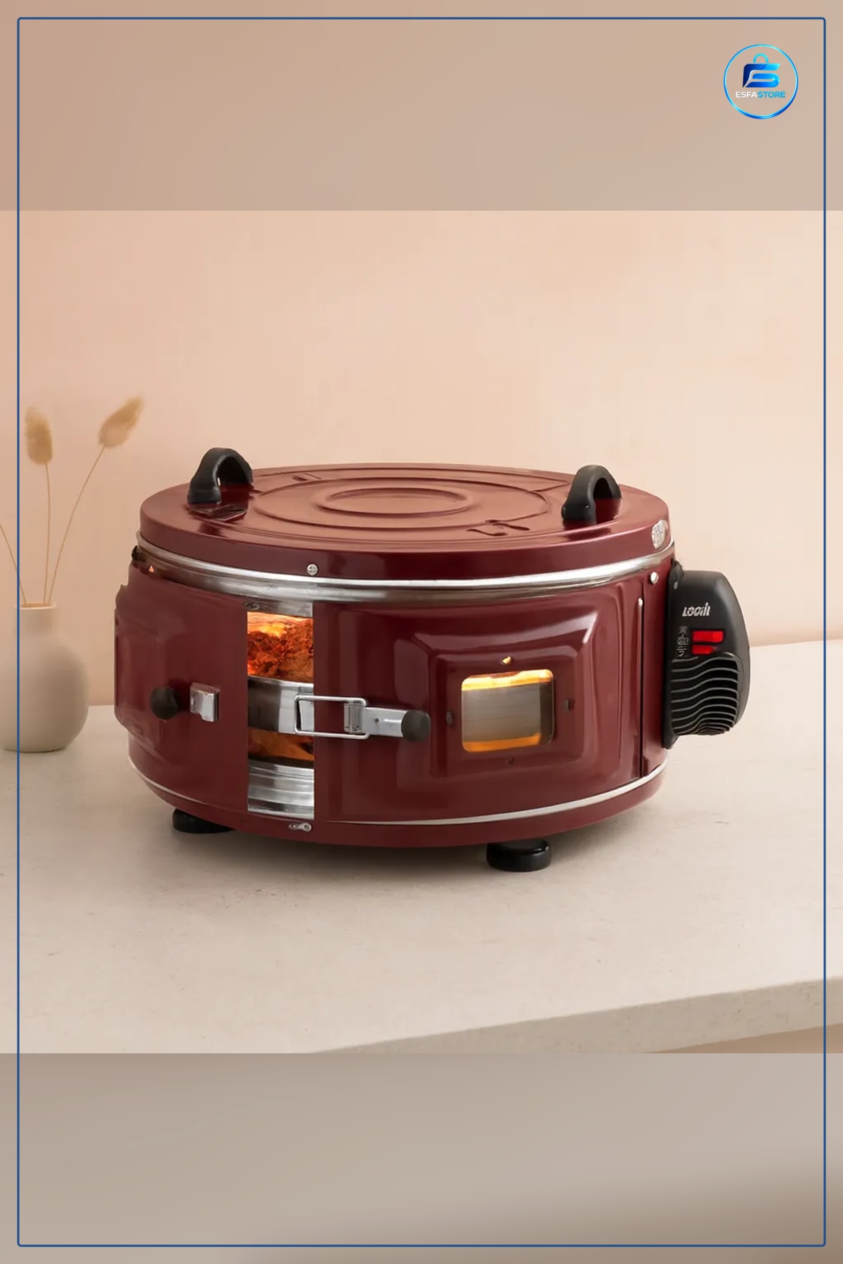 Yuvarlak Davul Fırın 1100W 46 cm Alüminyum Tepsili Ön Camlı Mutfak Pizza Börek Ekmek Izgara