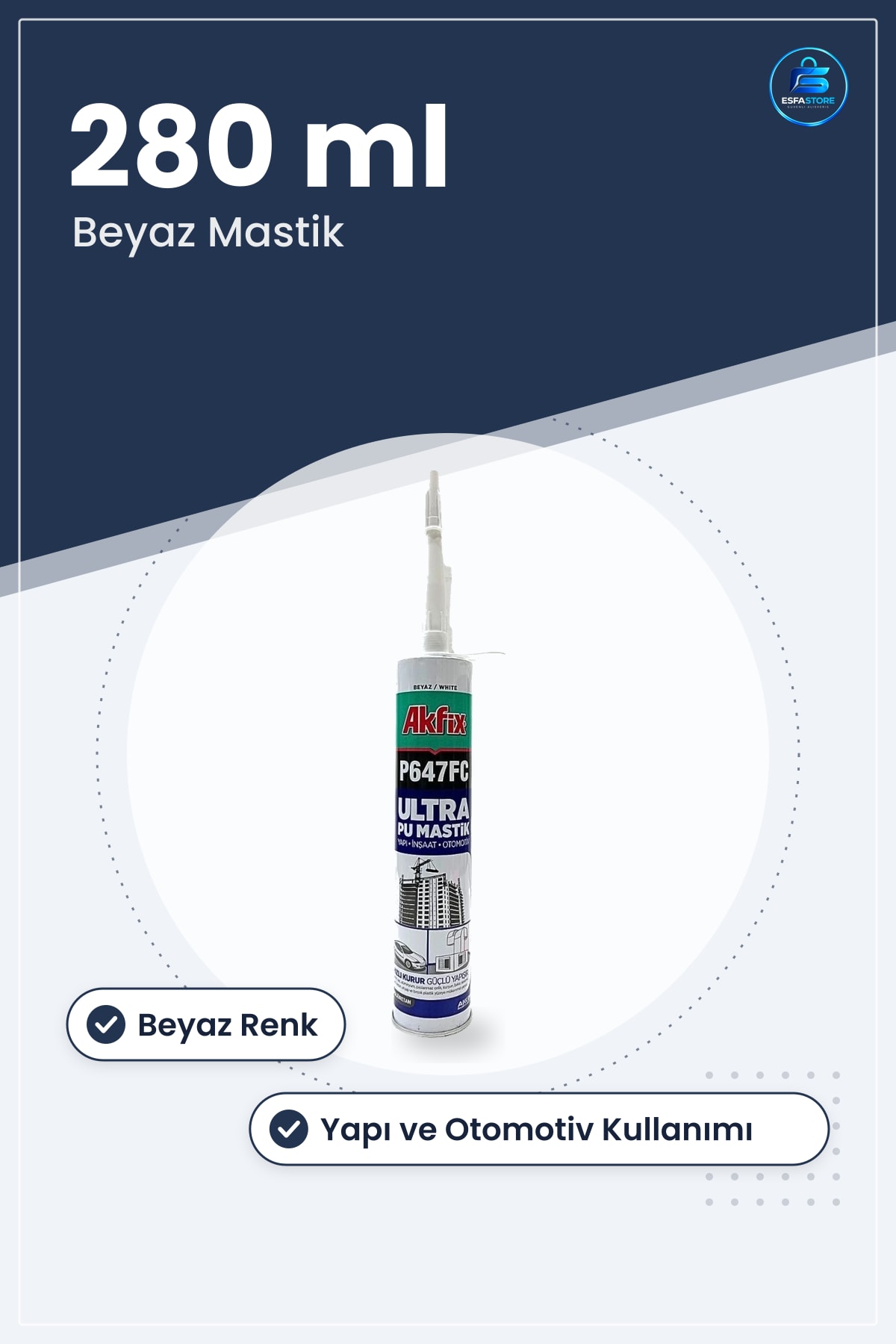 PU Mastik Silikon Beyaz 280 ml Yapı İnşaat ve Otomotiv Kullanımına Uygun Dolgu Macunu