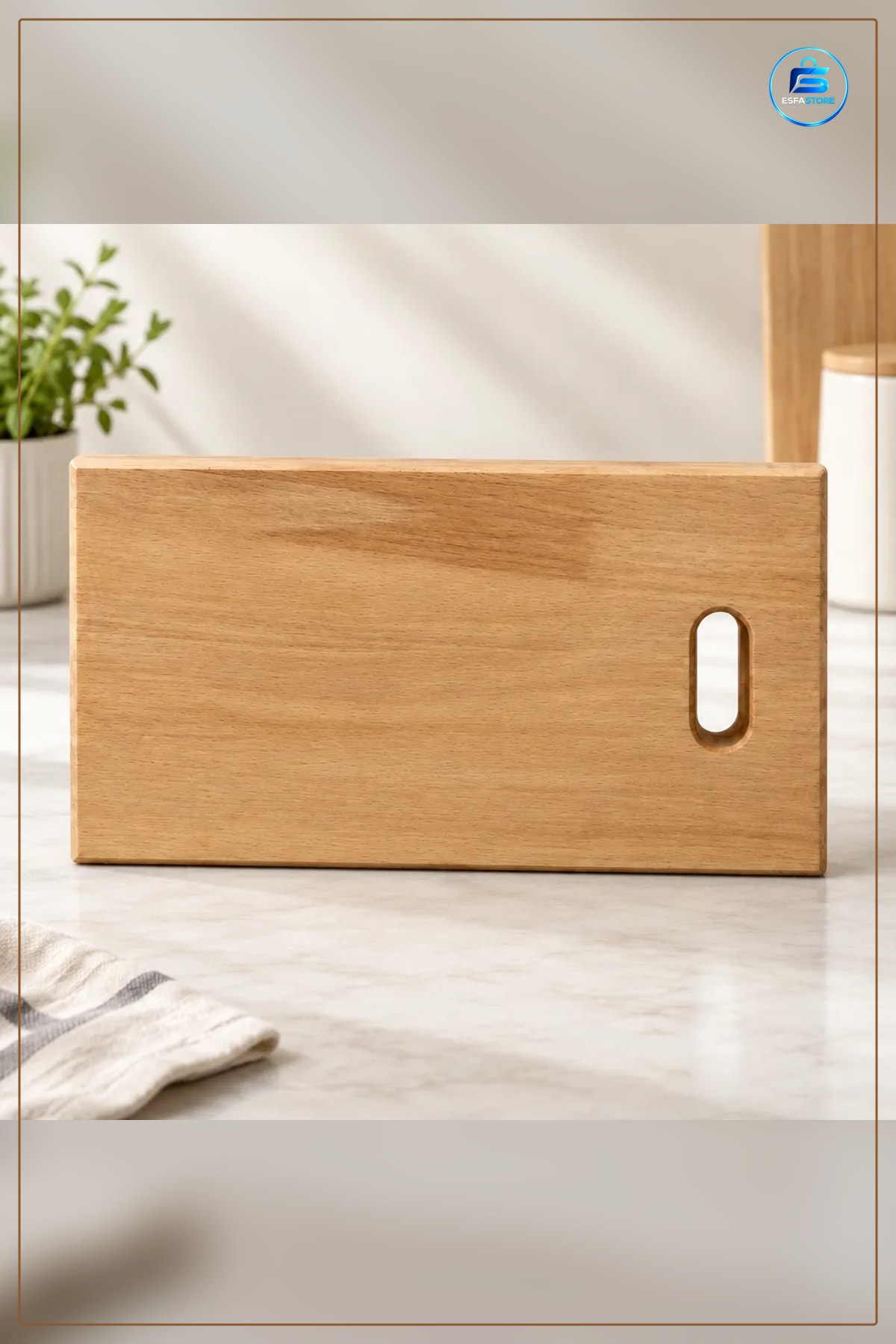 Taraklı Ahşap Kesme Tahtası 20x40 cm Kesim Panosu Mutfak Kulplu 2,5 Doğrama Servis