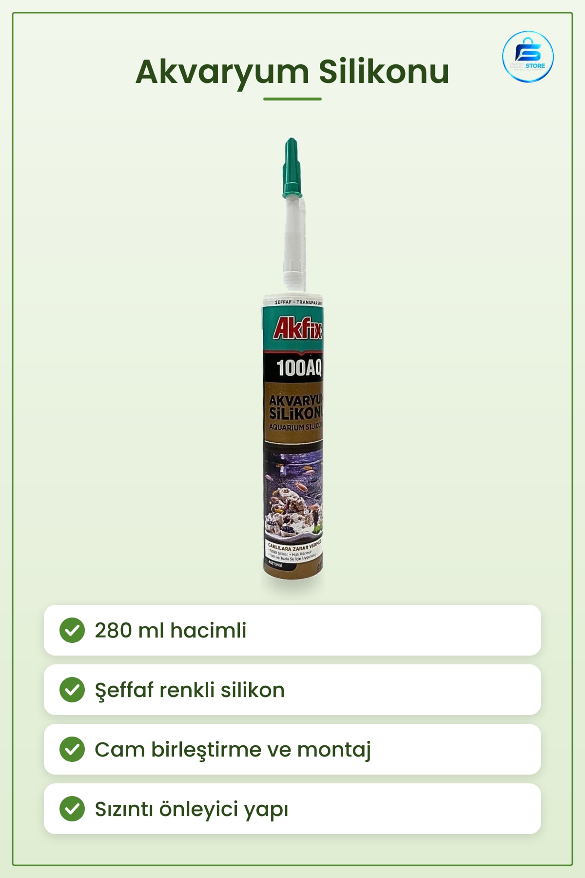 Akvaryum Silikonu Şeffaf 280 ml Cam Birleştirme Sızıntı Önleyici Bakım Malzemesi Pet Shop