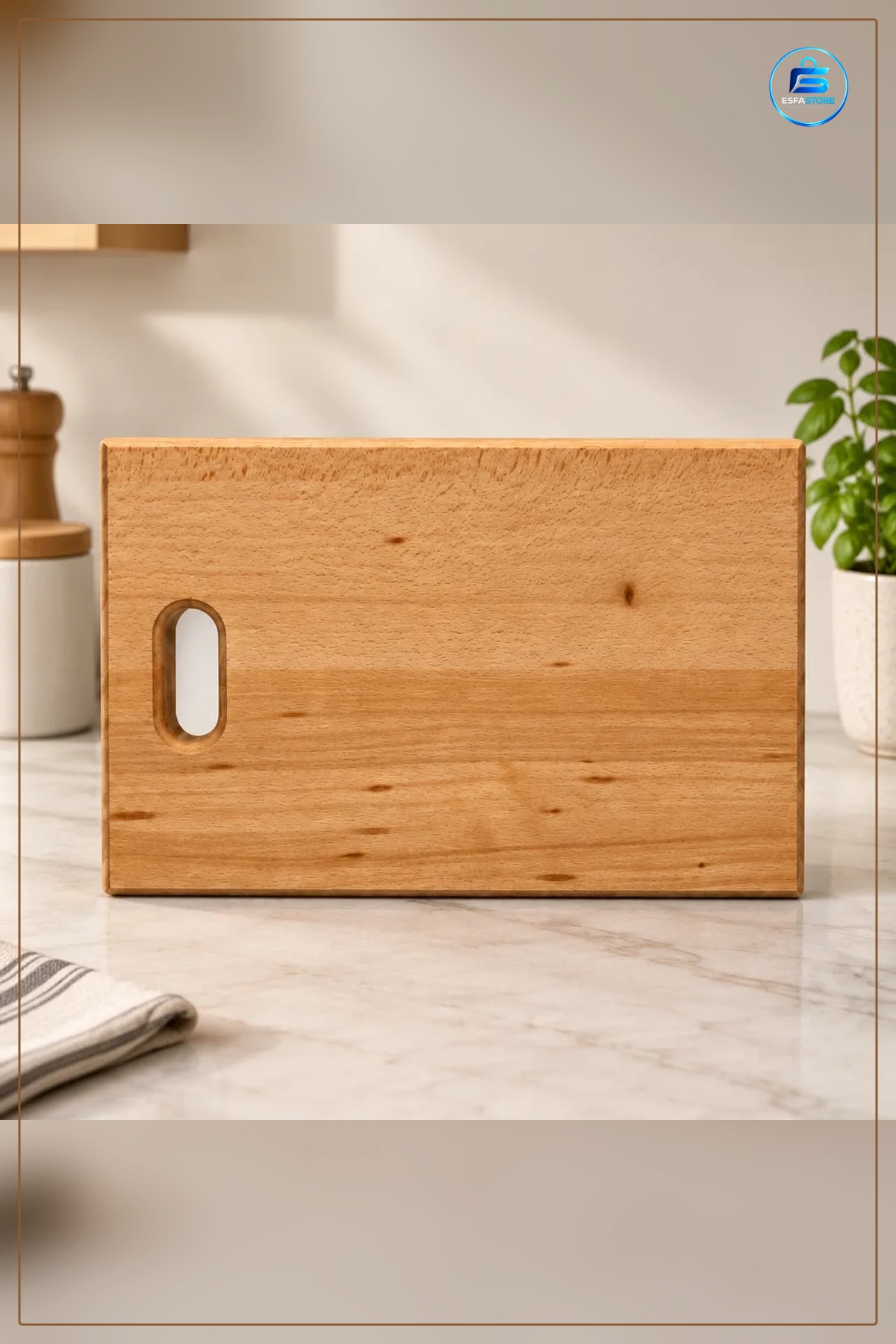 Taraklı Ahşap Kesme Tahtası 25x40 cm Kesim Panosu Mutfak Kulplu 2,5 Doğrama Servis