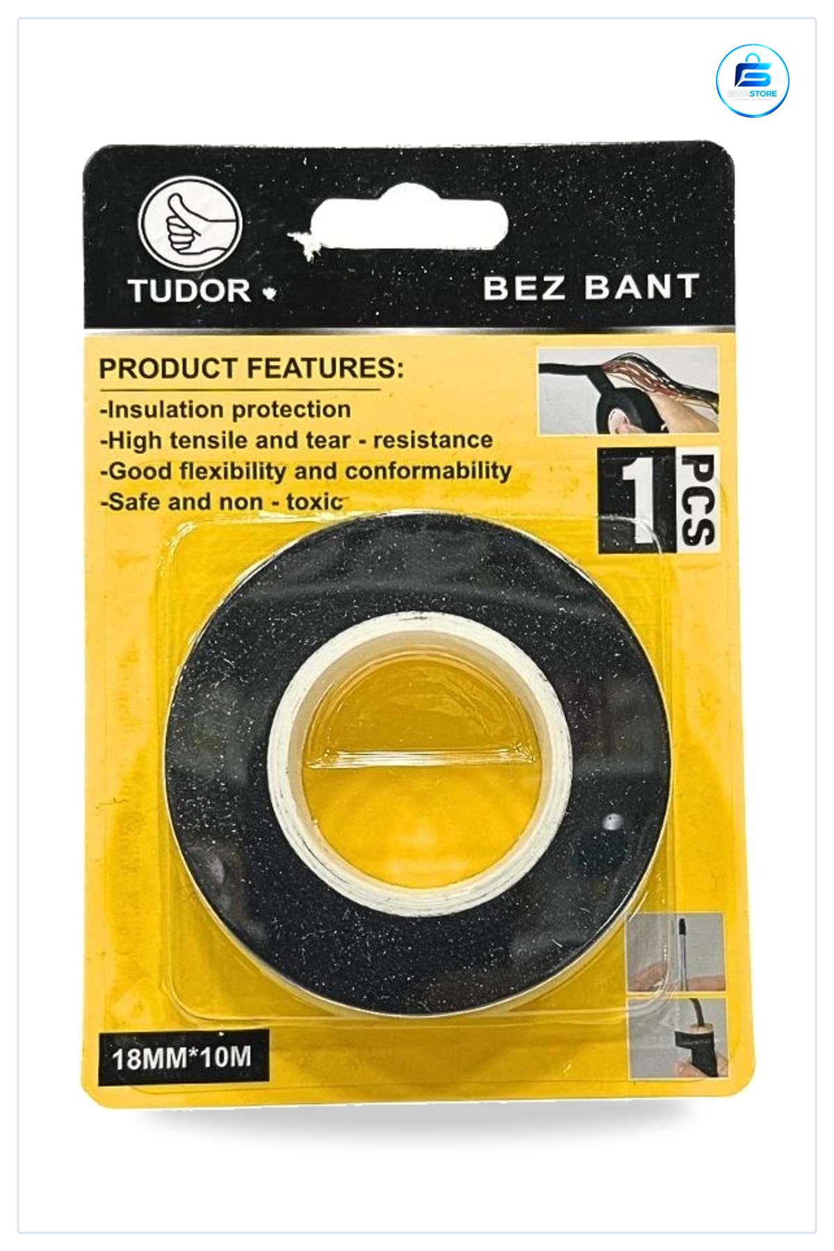Bez Bant 18 mm x 10 m Siyah Yalıtım Esnek Kablo Sarma Onarım Sabitleme İşleri İçin Hırdavat