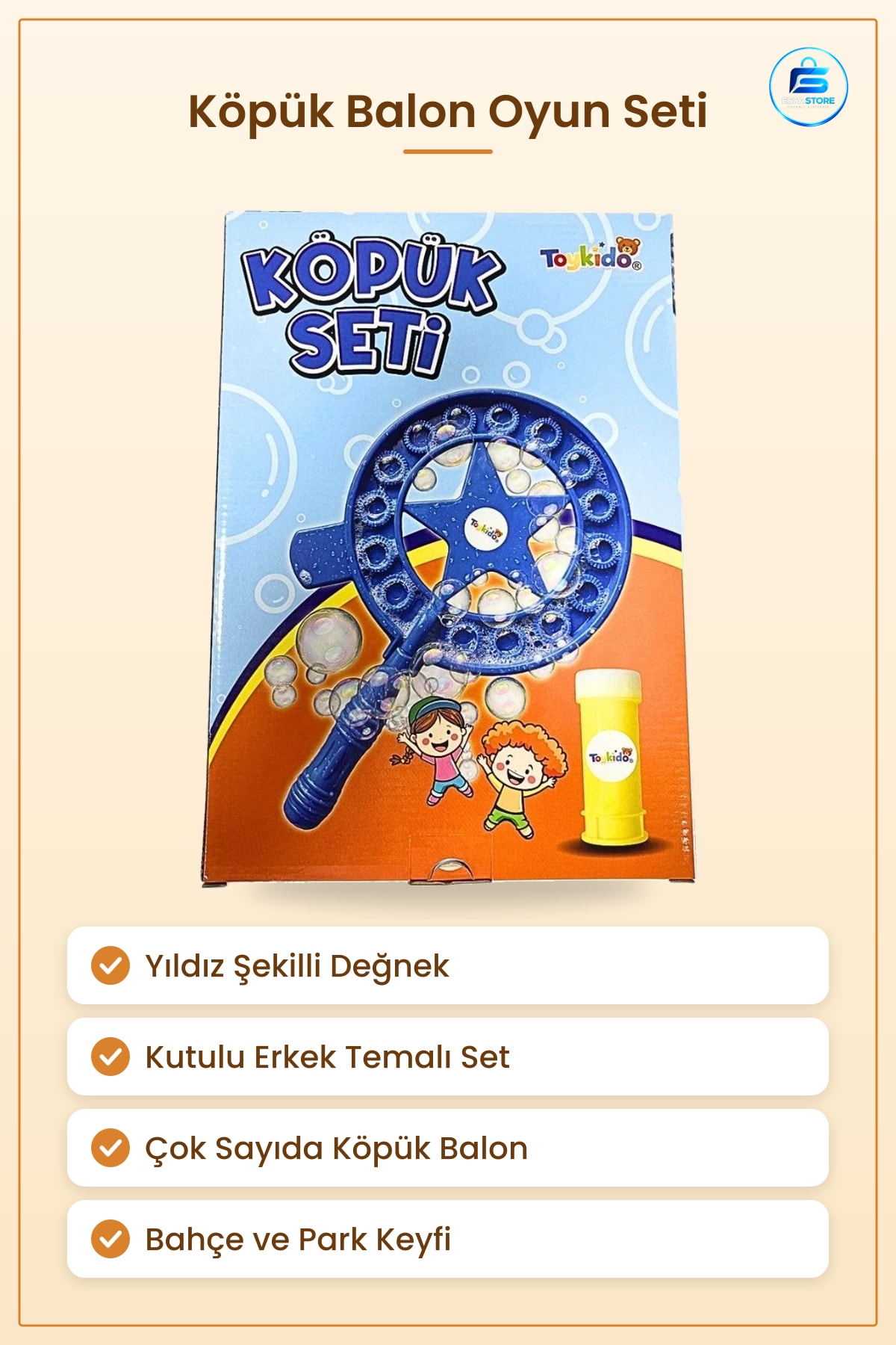 Oyun Seti Kutulu Erkek Köpük Yıldız Şekilli Balon Üfleme Eğlence Oyuncağı Çocuk Bahçe