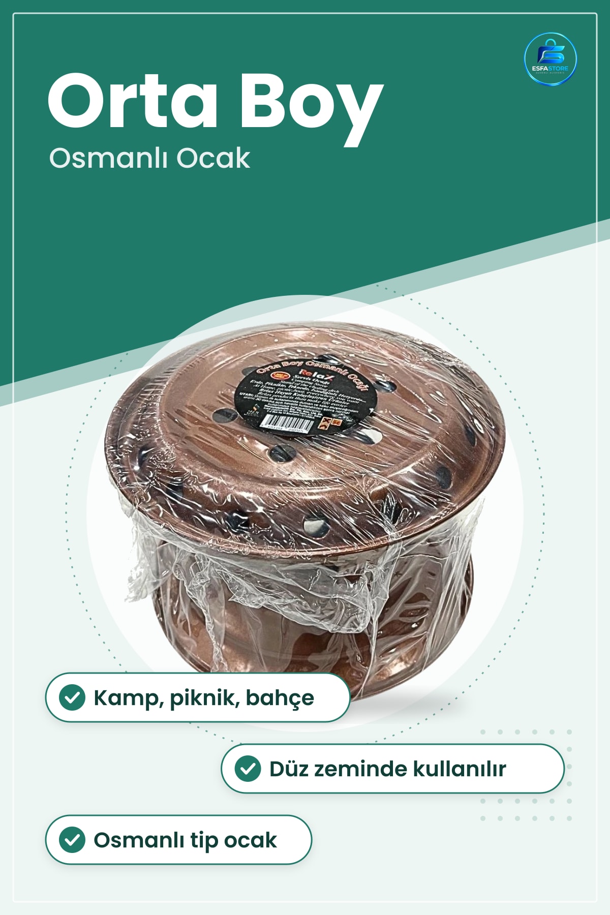 Kamp Ocağı Orta Boy Osmanlı Taşınabilir Açık Hava Piknik Bahçe Mutfak Kullanımı Pratik