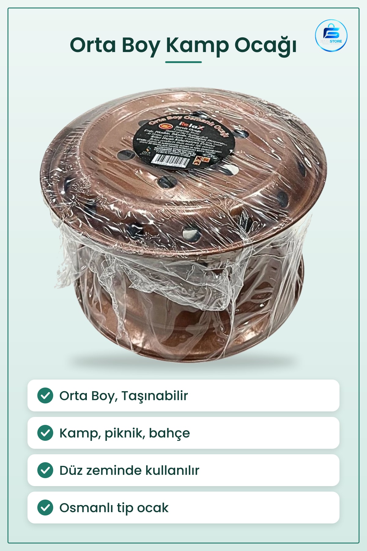 Kamp Ocağı Orta Boy Osmanlı Taşınabilir Açık Hava Piknik Bahçe Mutfak Kullanımı Pratik