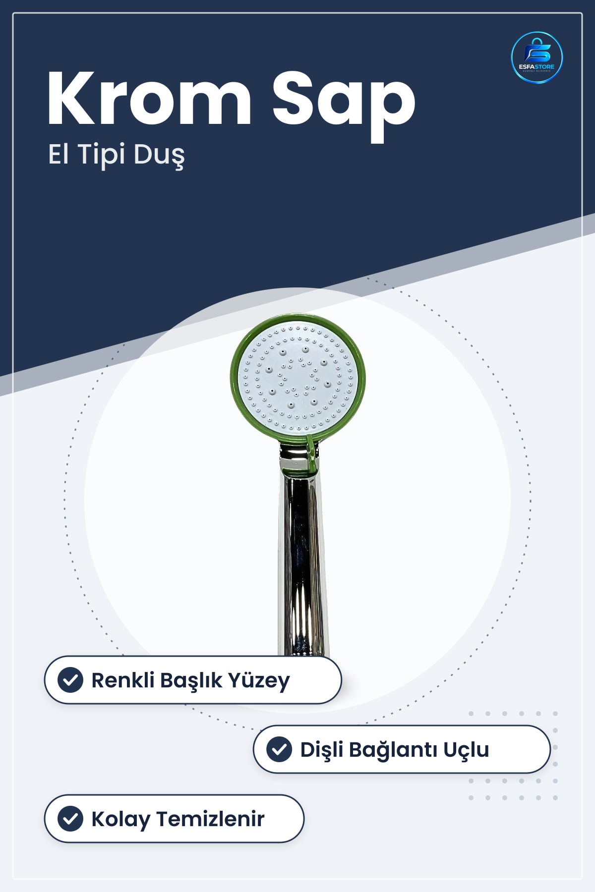 Duş Başlığı Renkli El Tipi Krom Saplı Banyo Sistemi Pratik Kullanım Ev Dekoratif Şık Aksesuar