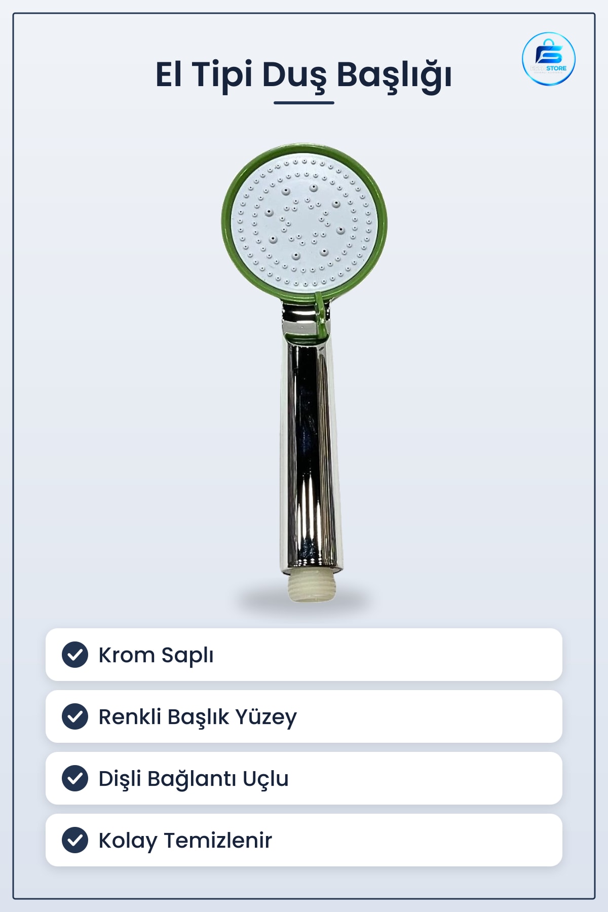 Duş Başlığı Renkli El Tipi Krom Saplı Banyo Sistemi Pratik Kullanım Ev Dekoratif Şık Aksesuar