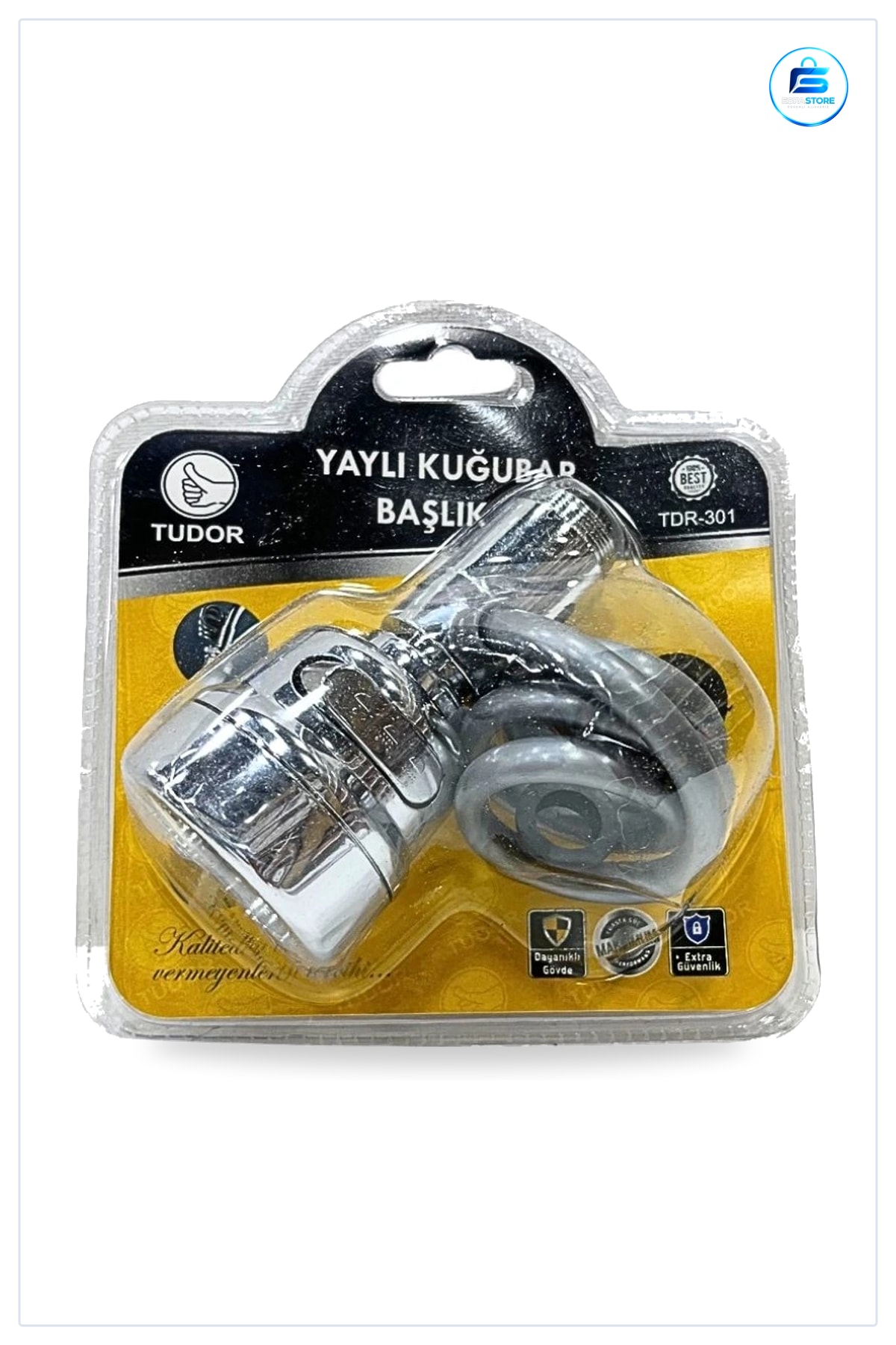 Musluk Başlığı Yaylı Kubar Krom Mutfak ve Banyo Musluğu İçin Esnek Hortumlu Aparat