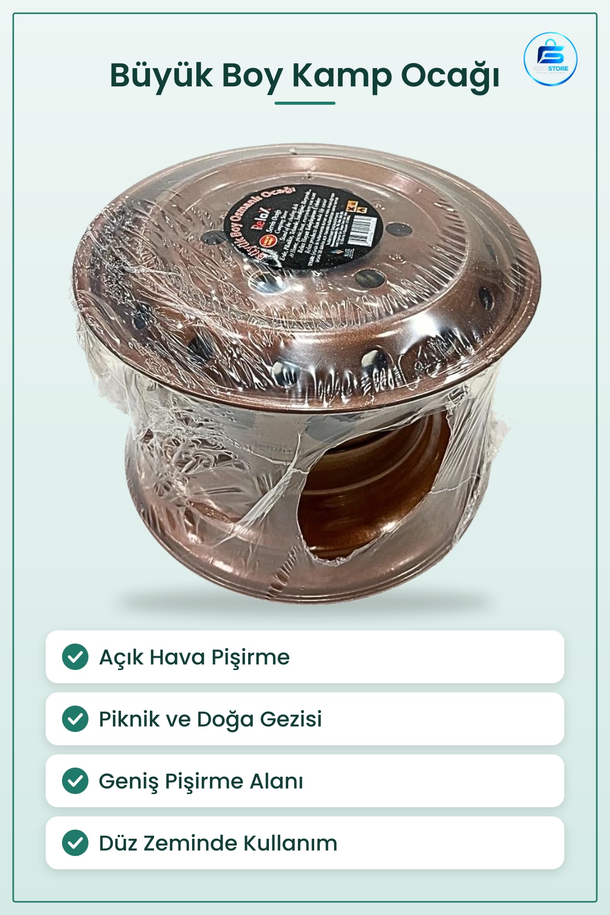 Büyük Boy Osmanlı Kamp Ocağı Açık Hava Yemek Pişirme Piknik ve Outdoor Ekipmanı Pratik Kullanım