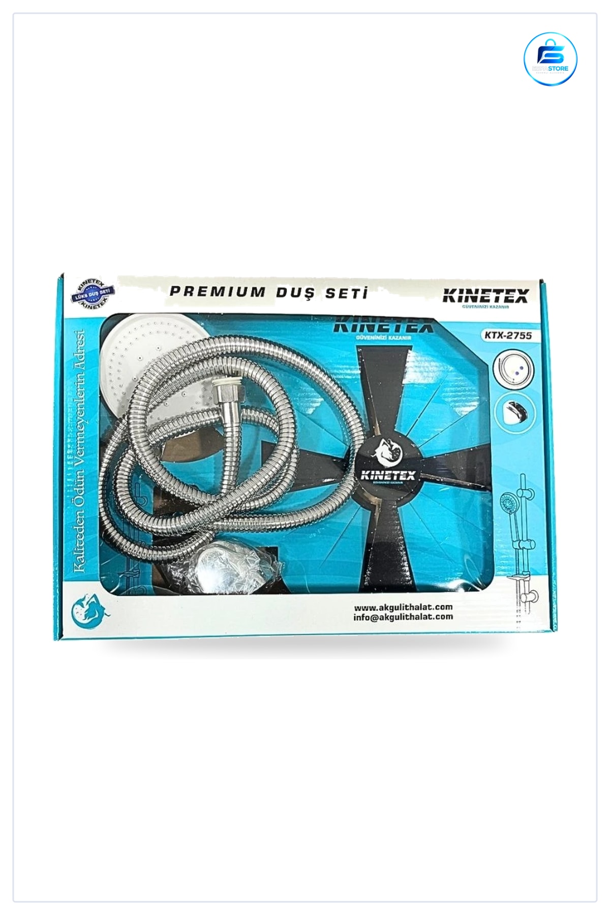 Premium Duş Seti Banyo El Duşu Paslanmaz Çelik Hortumlu Askılı Krom Bağlantılı Takım