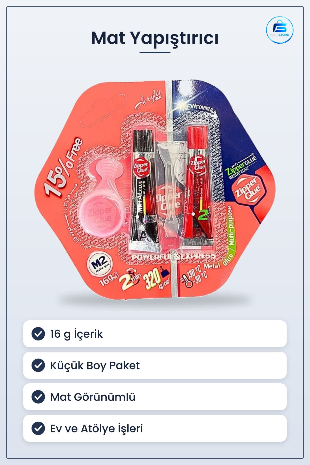 Mat Yapıştırıcı 16 g Küçük Yapıştırma İşleri İçin Kullanıma Hazır Ev Hırdavat Malzemesi