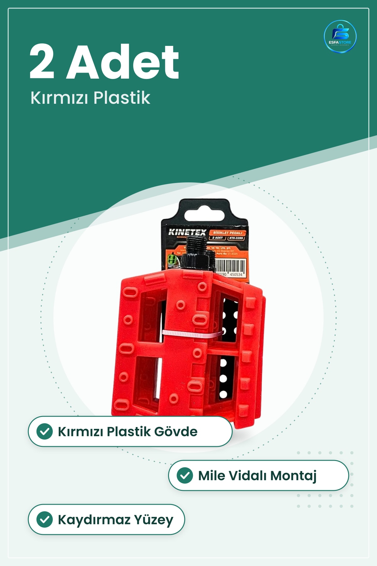 Bisiklet Pedalı Kırmızı Plastik 2 Adet Mile Vidalı Kaydırmaz Yüzeyli Spor Aksesuarı Outdoor