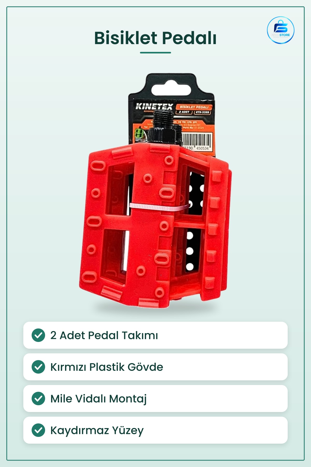 Bisiklet Pedalı Kırmızı Plastik 2 Adet Mile Vidalı Kaydırmaz Yüzeyli Spor Aksesuarı Outdoor