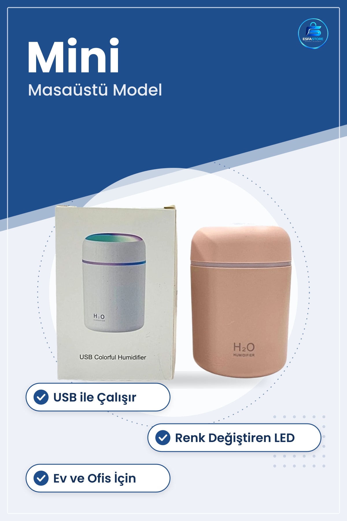 Hava Nemlendirici USB Figürlü Renkli LED Işıklı Masaüstü Ev ve Ofis İçin Mini Model