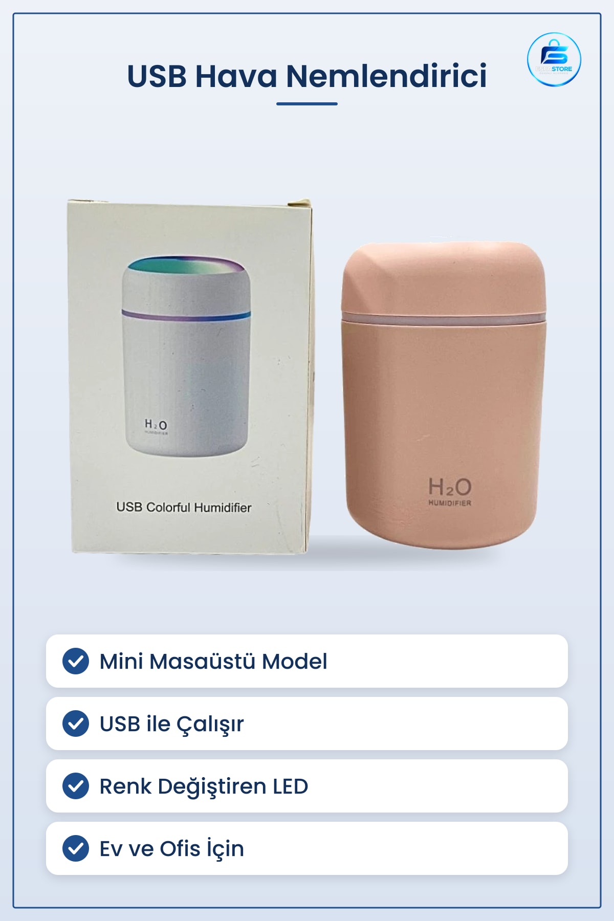 Hava Nemlendirici USB Figürlü Renkli LED Işıklı Masaüstü Ev ve Ofis İçin Mini Model