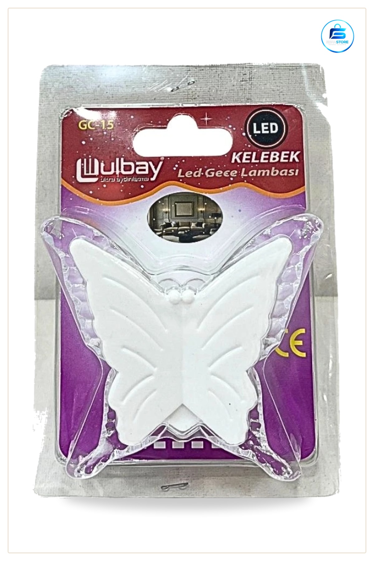 Kelebek Gece Lambası LED Masa Işığı Çocuk Odası Yatak Dekoratif Aydınlatma Beyaz Renk