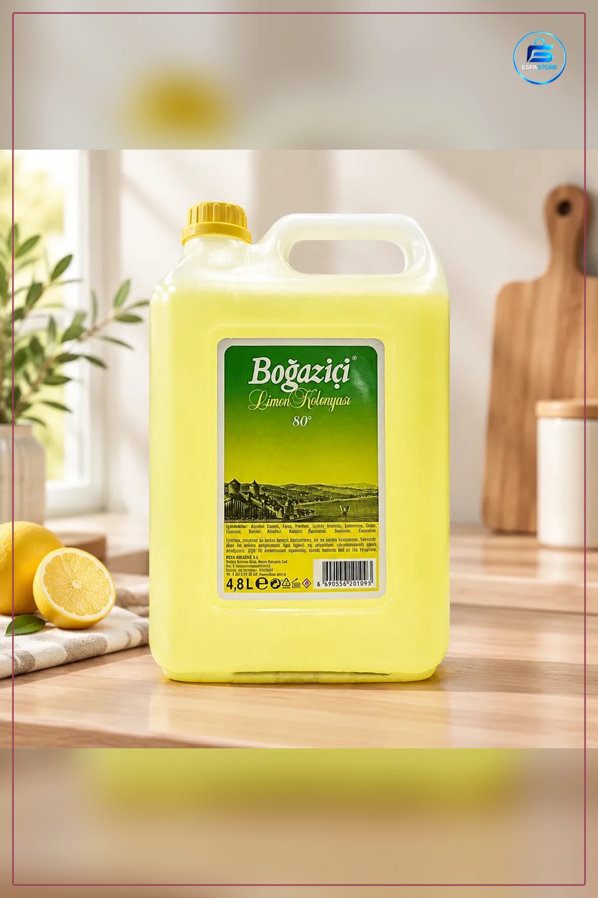 Kolonya Limon Kokulu 4,8 L Derece Günlük Kullanım Kişisel Bakım Ürünü El Temizliği