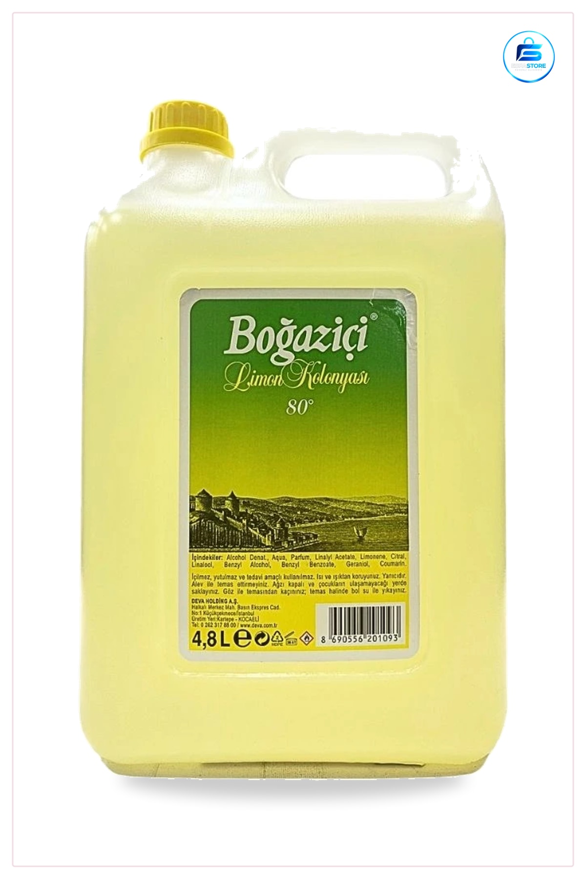 Kolonya Limon Kokulu 4,8 L Derece Günlük Kullanım Kişisel Bakım Ürünü El Temizliği