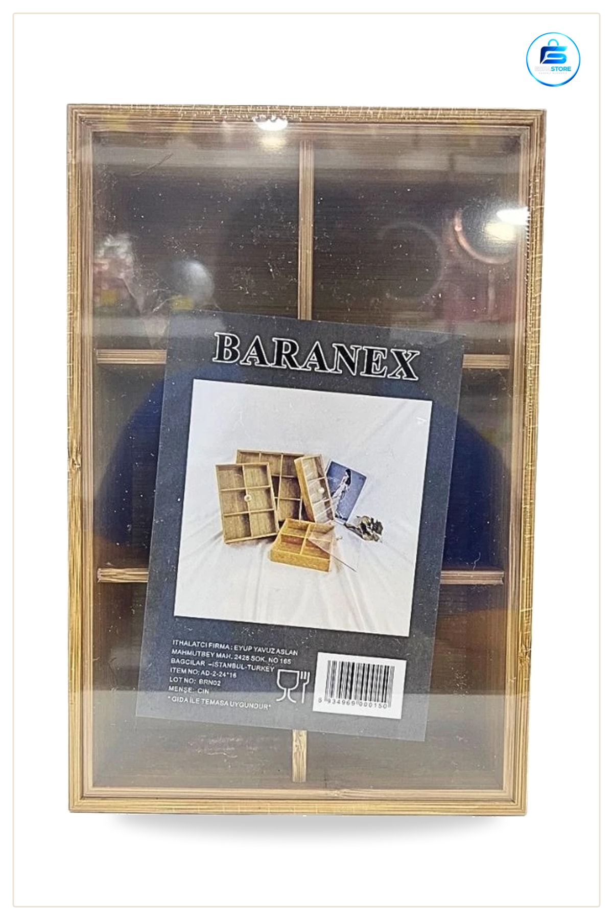 Bambu Organizer Saklama Kutusu Masa Üstü Çekmece Düzenleyici Şeffaf Ön Yüzlü Ev Ofis