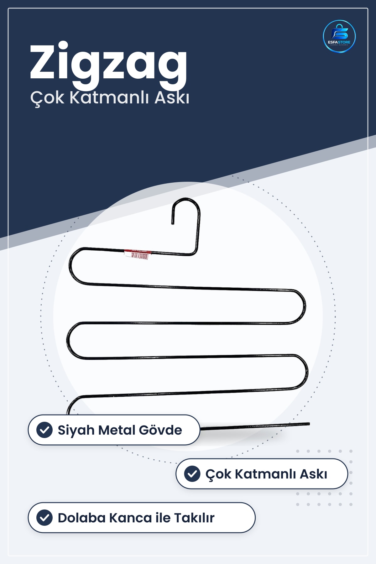 Pantolon Askısı Siyah Metal Zigzag Tasarım Çok Katmanlı Kıyafet Düzenleyici Yerden Tasarruf Dolap