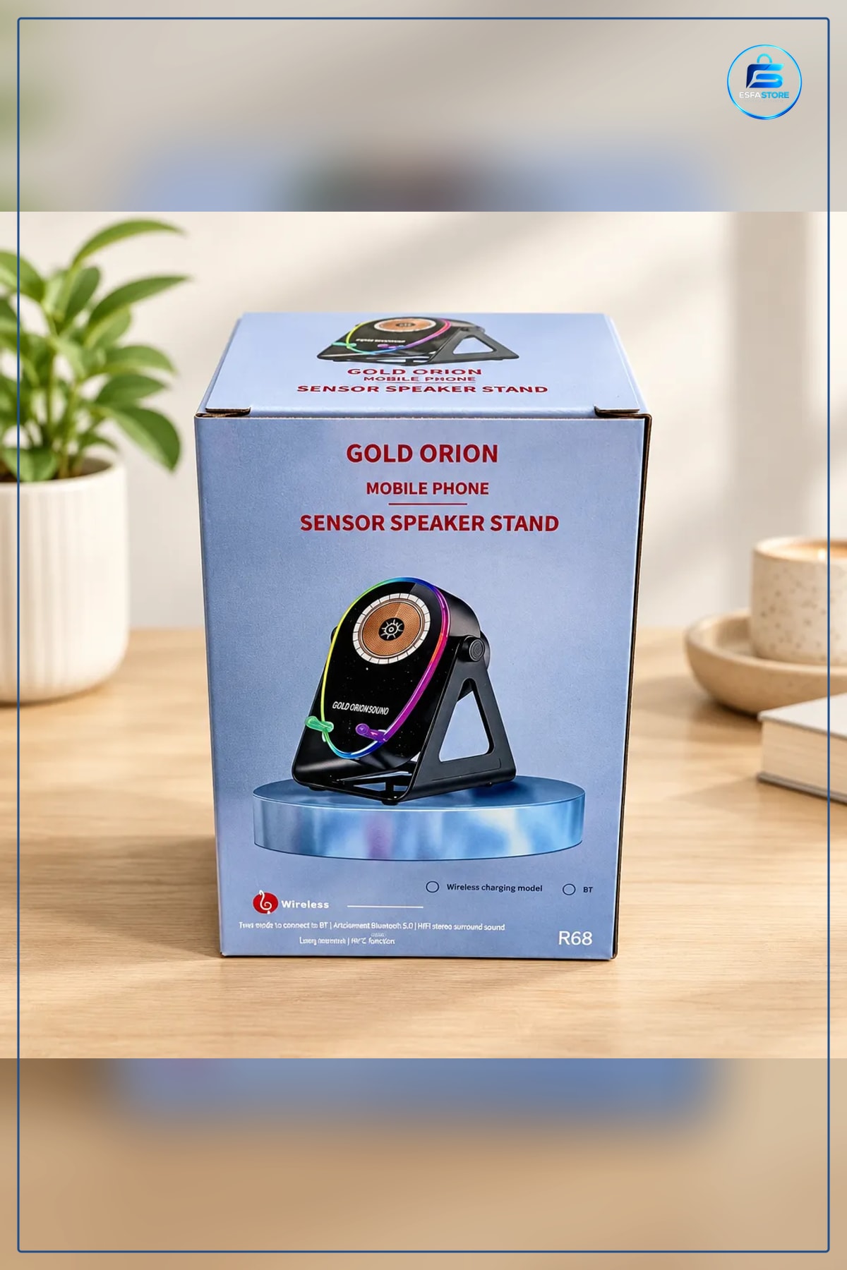 Bluetooth Hoparlör Kablosuz Masaüstü Işıklı Telefon Standlı HiFi Stereo Müzik Ses Cihazı