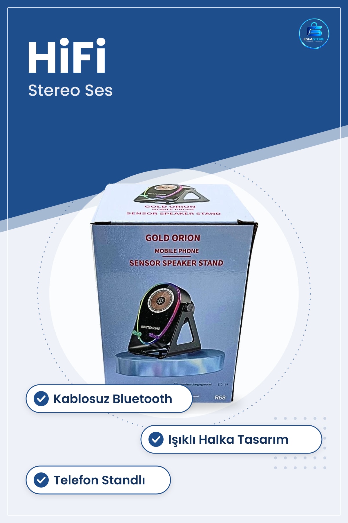 Bluetooth Hoparlör Kablosuz Masaüstü Işıklı Telefon Standlı HiFi Stereo Müzik Ses Cihazı