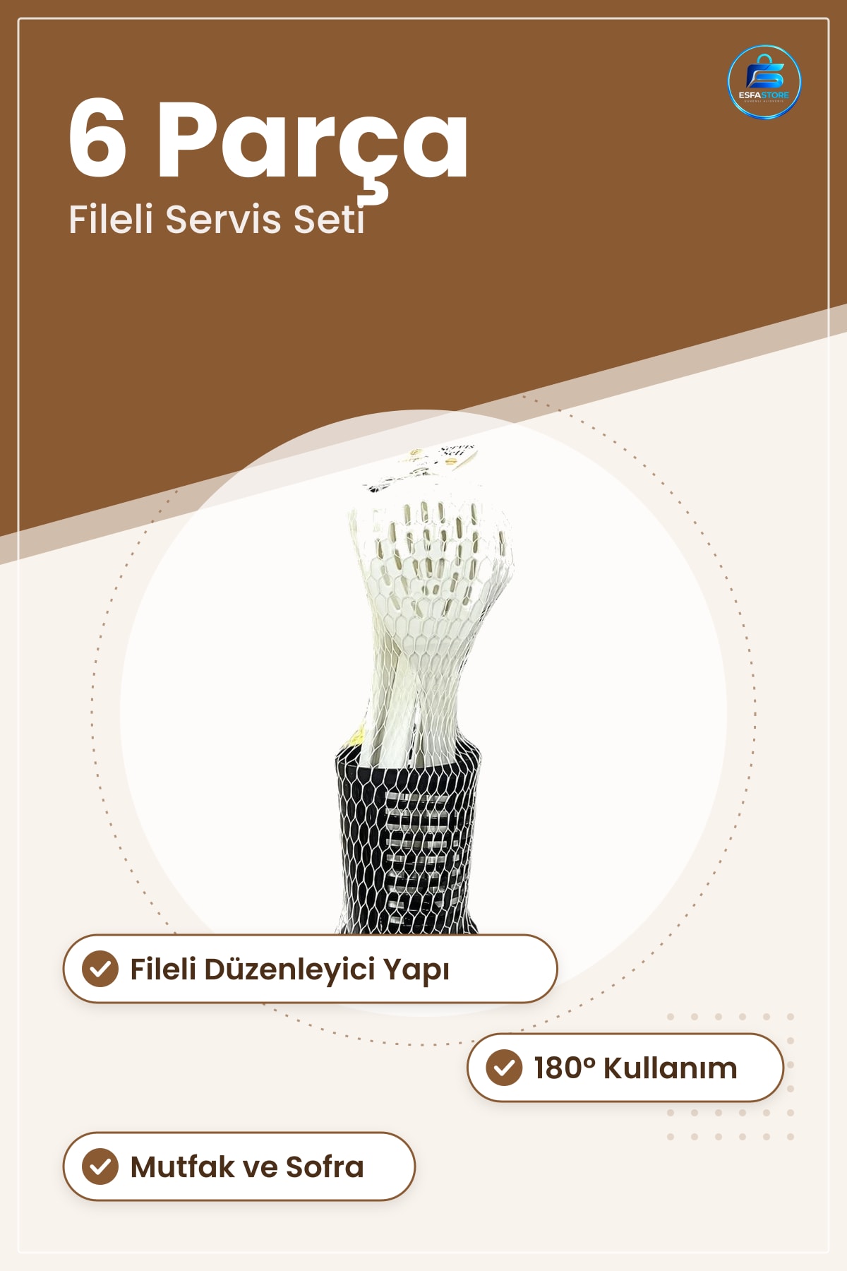Carpe Servis Seti 6 Parça ° Fileli Mutfak Sofra Takımı Pratik Günlük Kullanım Ürünü