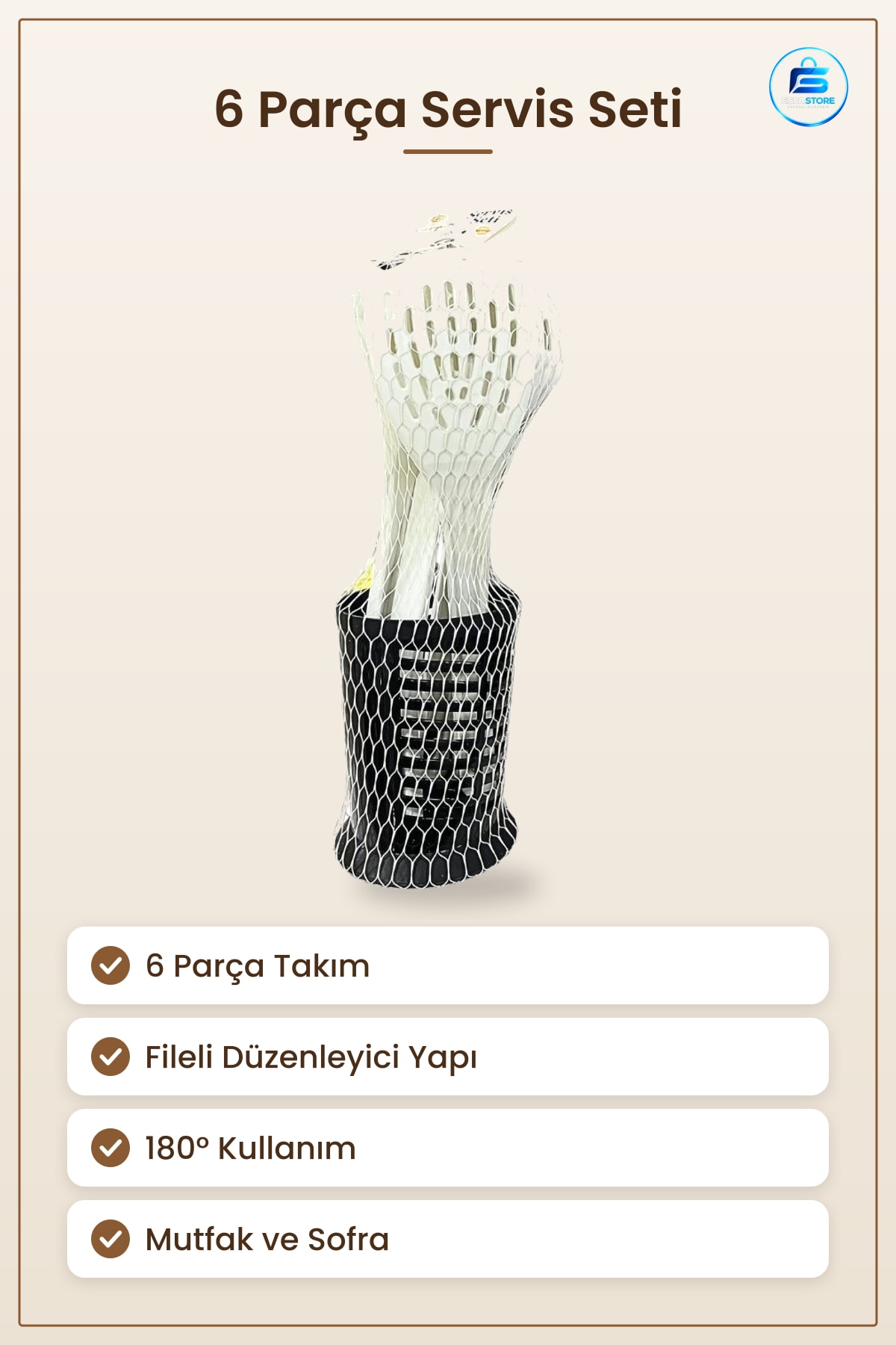 Carpe Servis Seti 6 Parça ° Fileli Mutfak Sofra Takımı Pratik Günlük Kullanım Ürünü
