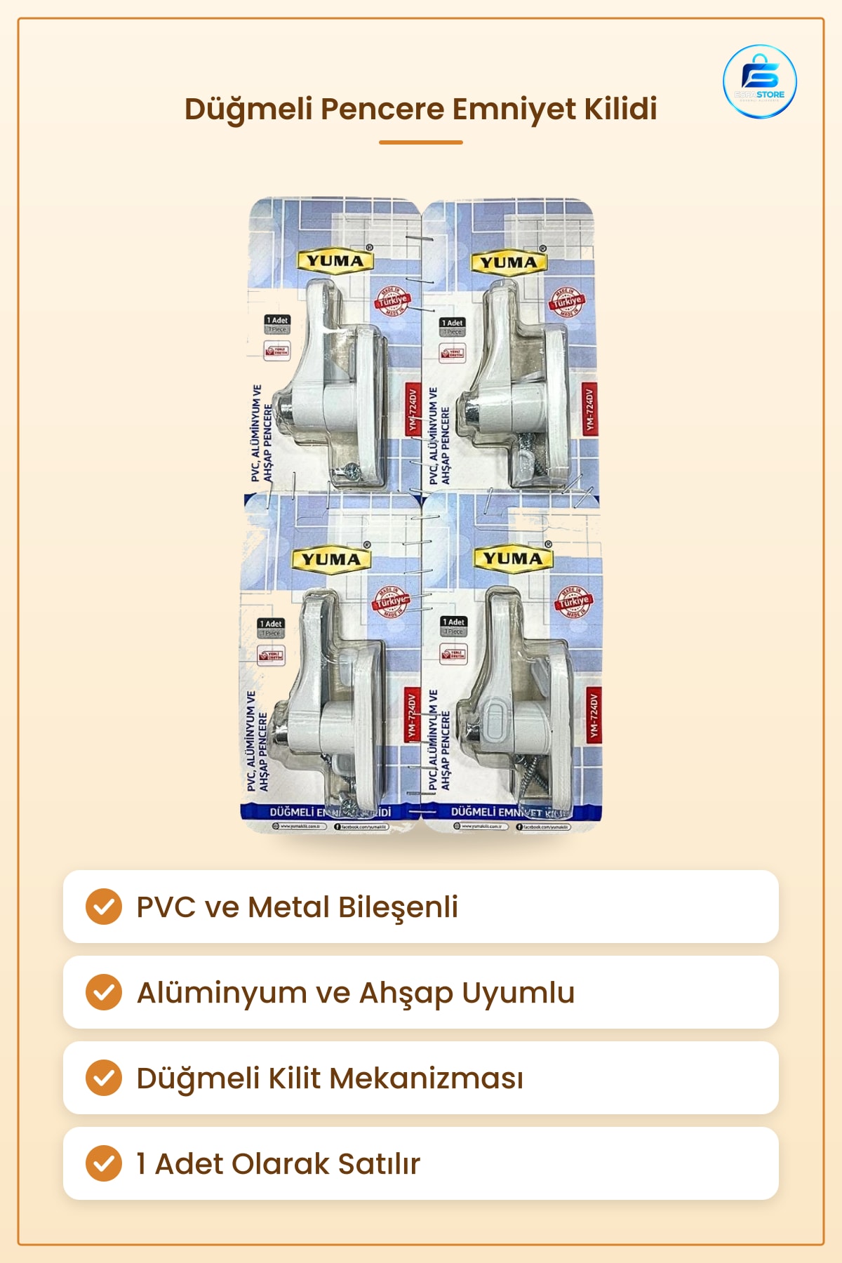 Düğmeli Emniyet Kilidi PVC Metal Pencere Çocuk Güvenlik Koruyucu Alüminyum Ahşap Uyumlu 1 Adet